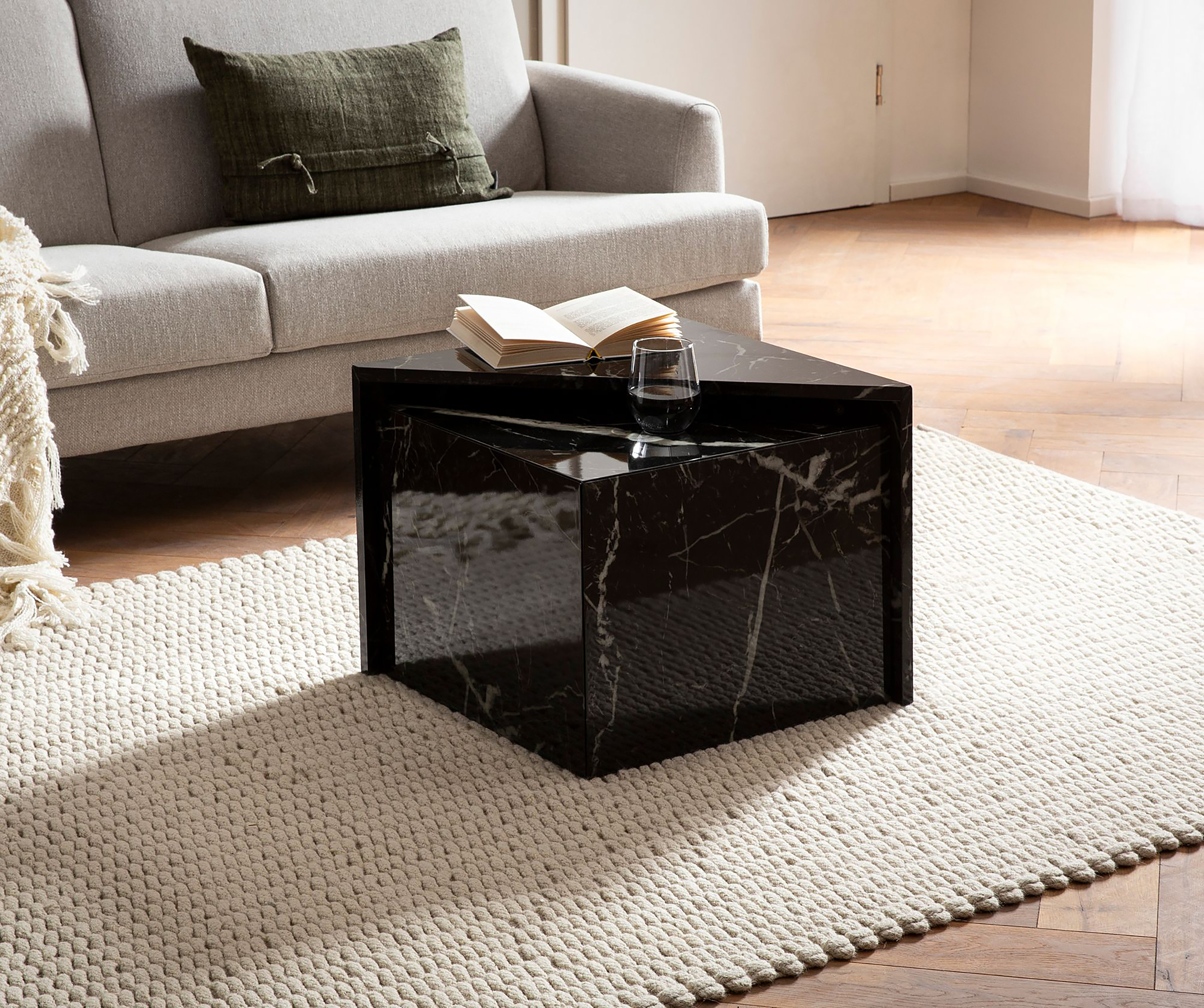 Couchtisch Deleon Marmor Schwarz Dekor