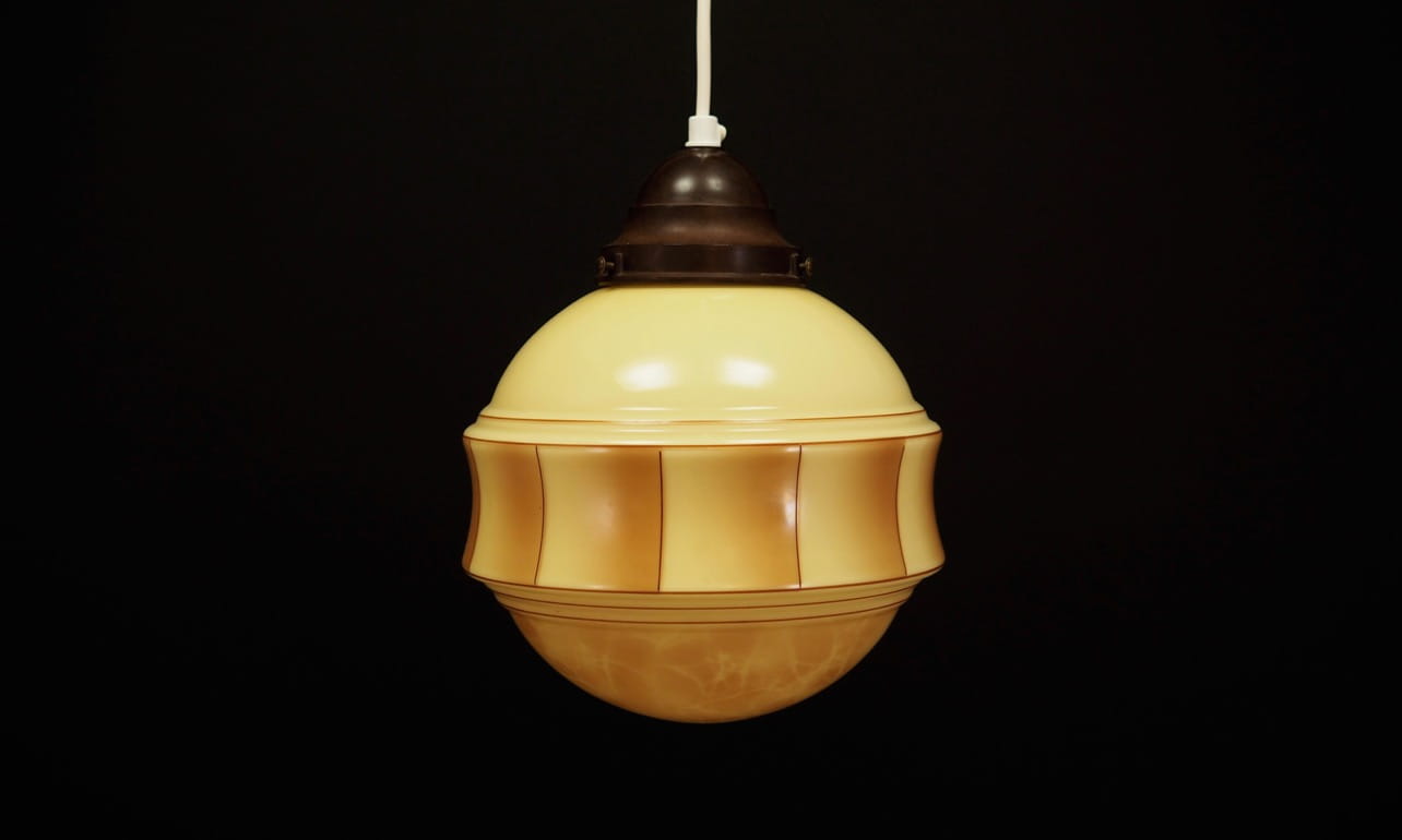 Vintage pendant lamp glass cream 1970s