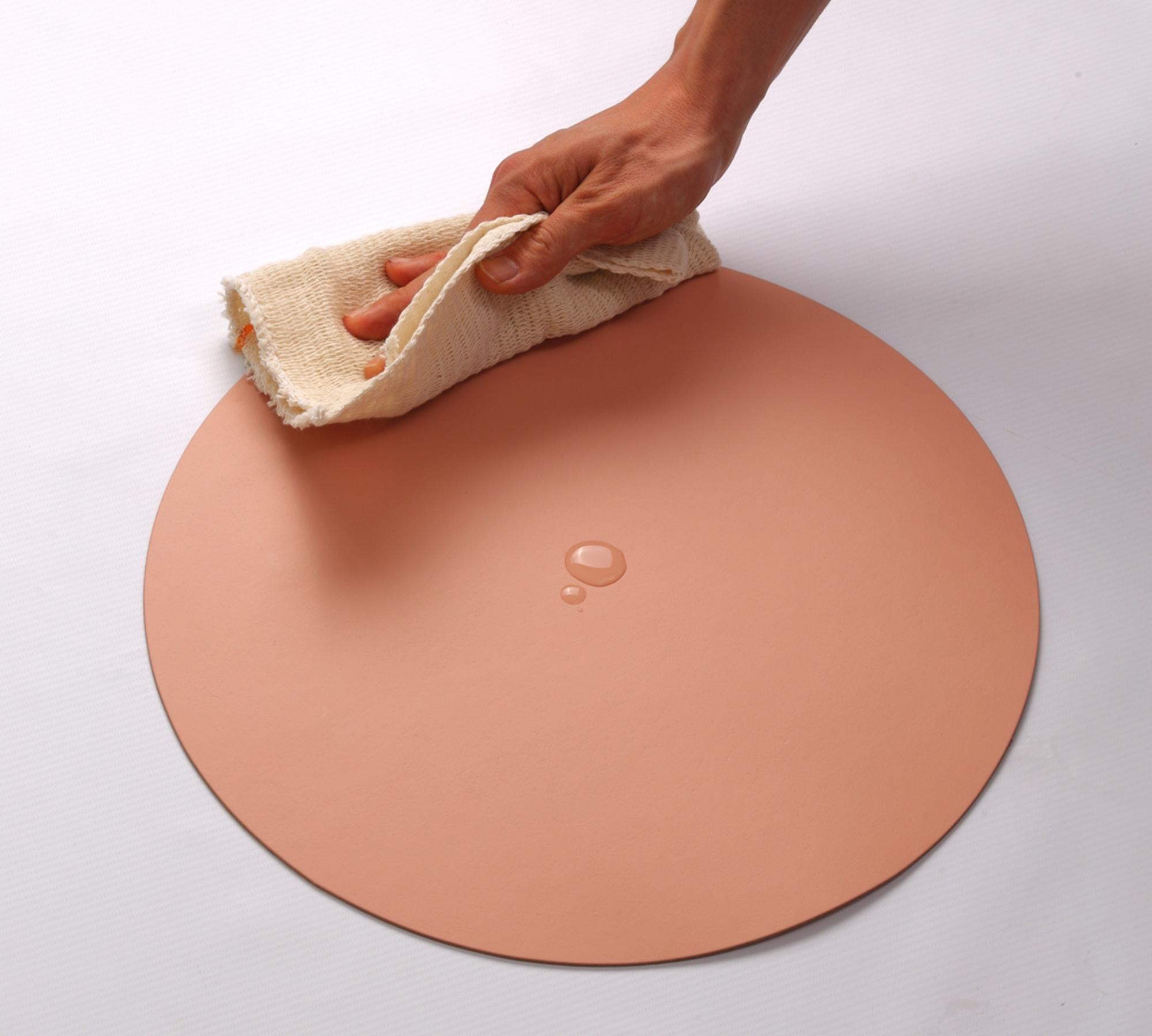 2x Rundes Tischset Duo 100% Recyceltes Leder Pink