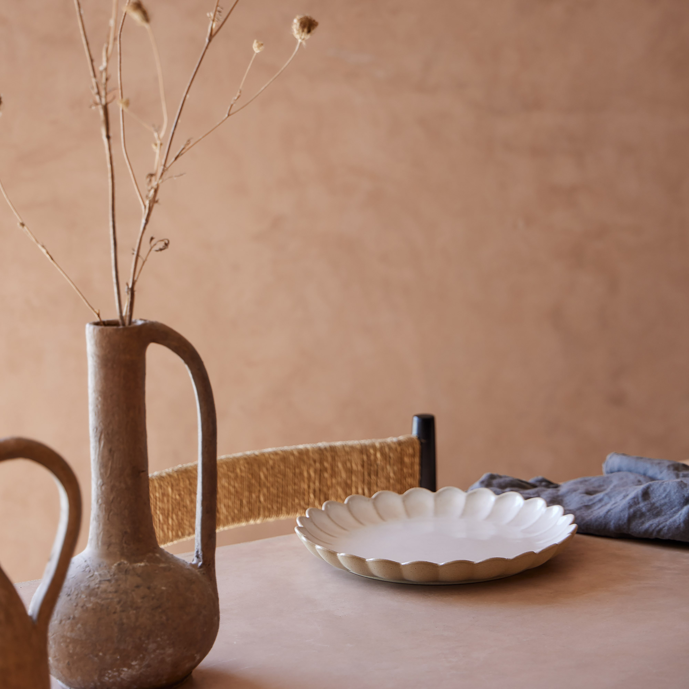 Marrakesh Speiseteller Steinzeug Beige Weiß Ø28cm