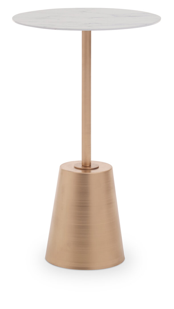 Avola Runder Beistelltisch Marmoroptik Weiß Gold