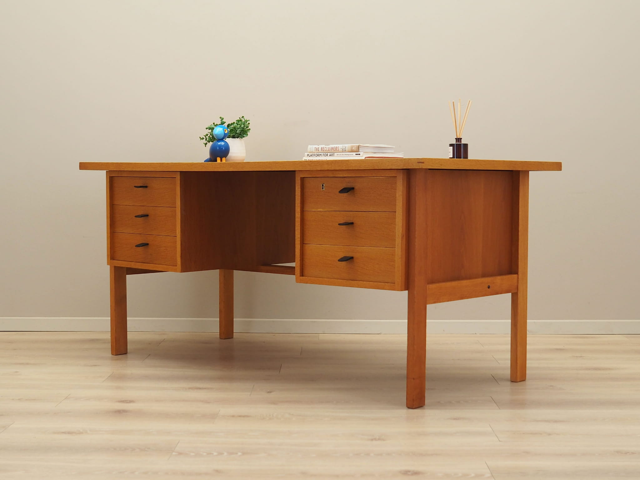 Vintage Desk Ash Wood Brown 1960s