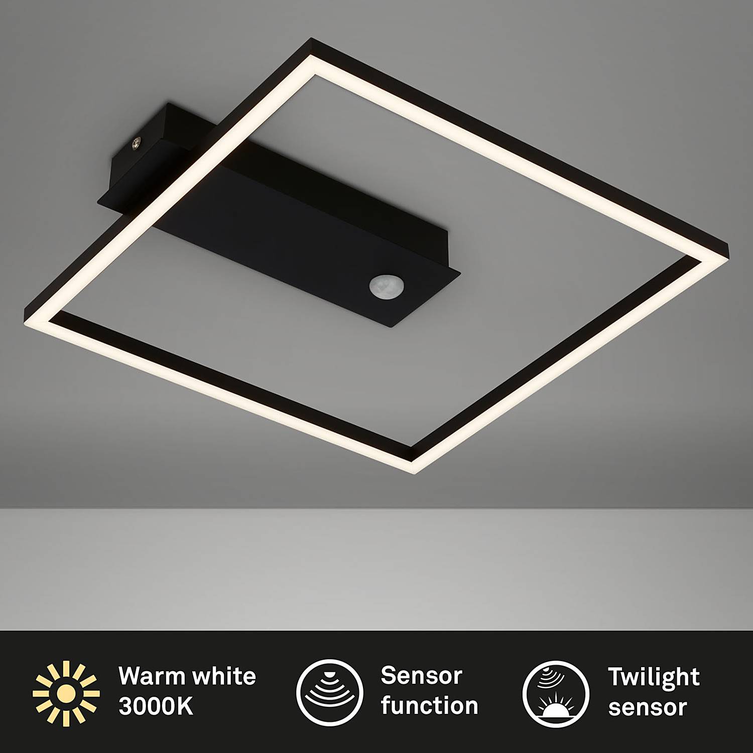 1-Flammig LED-Deckenleuchte Figa Sensor Aluminium Schwarz