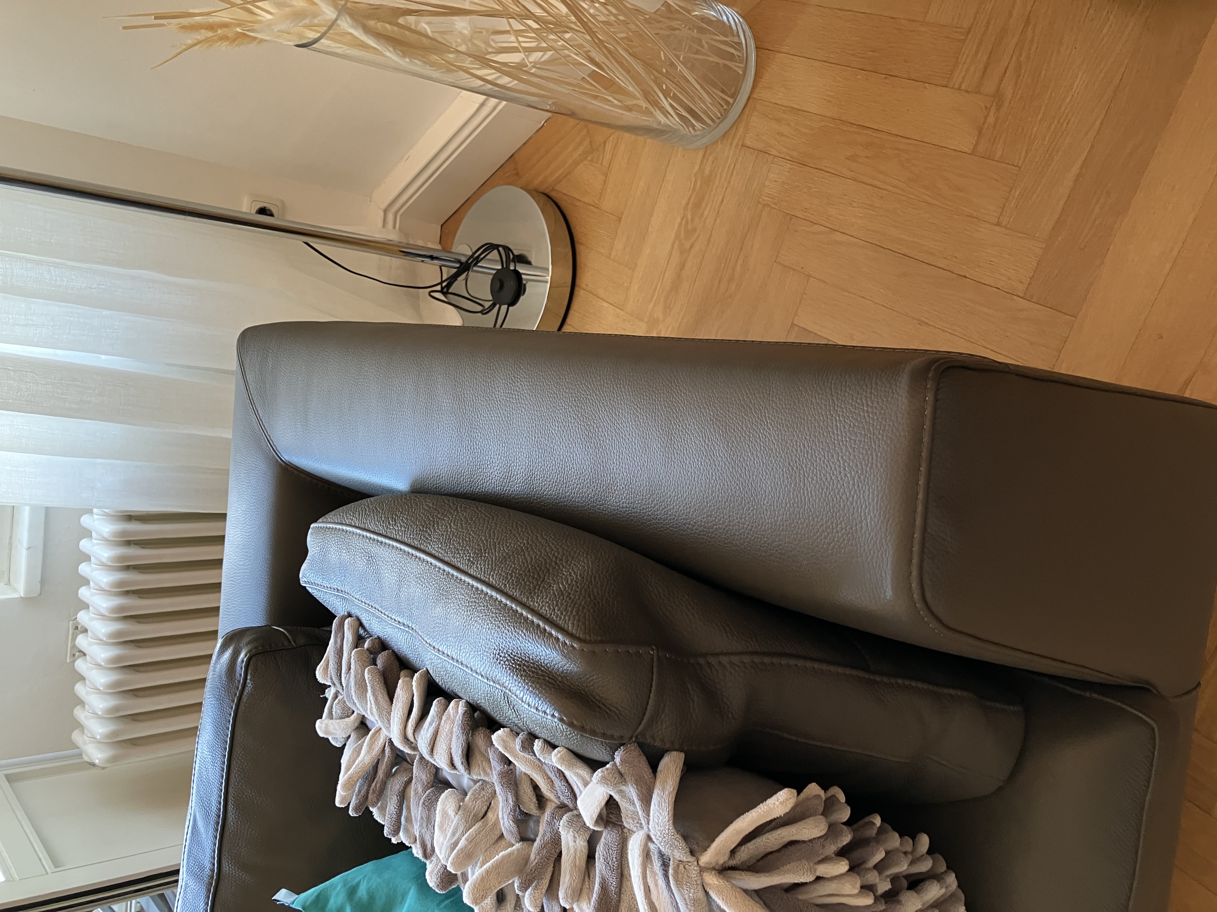 Sofa Récamiere Links Leder Metall Grau