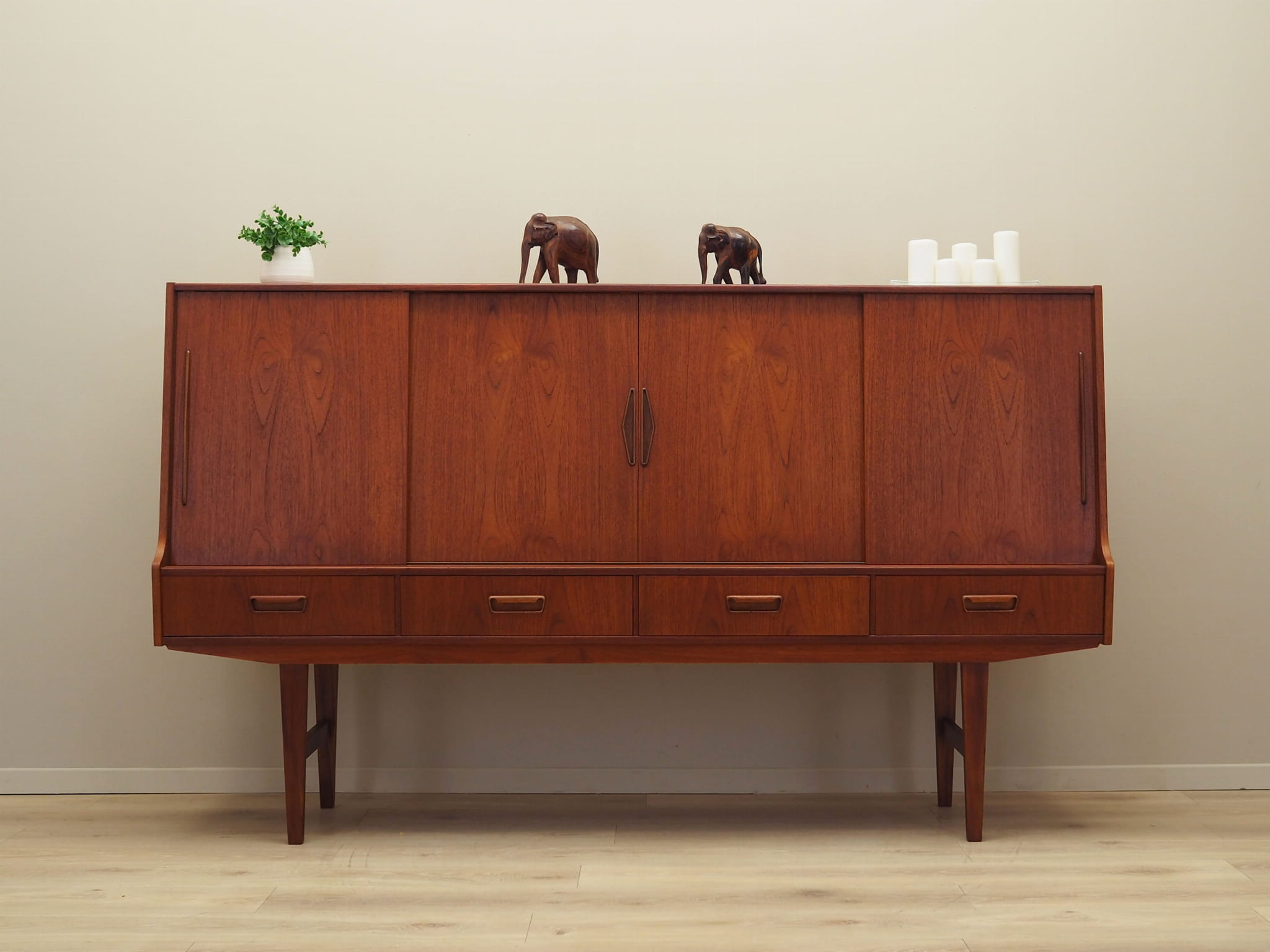 Highboard Teak Wood Brown 1960s