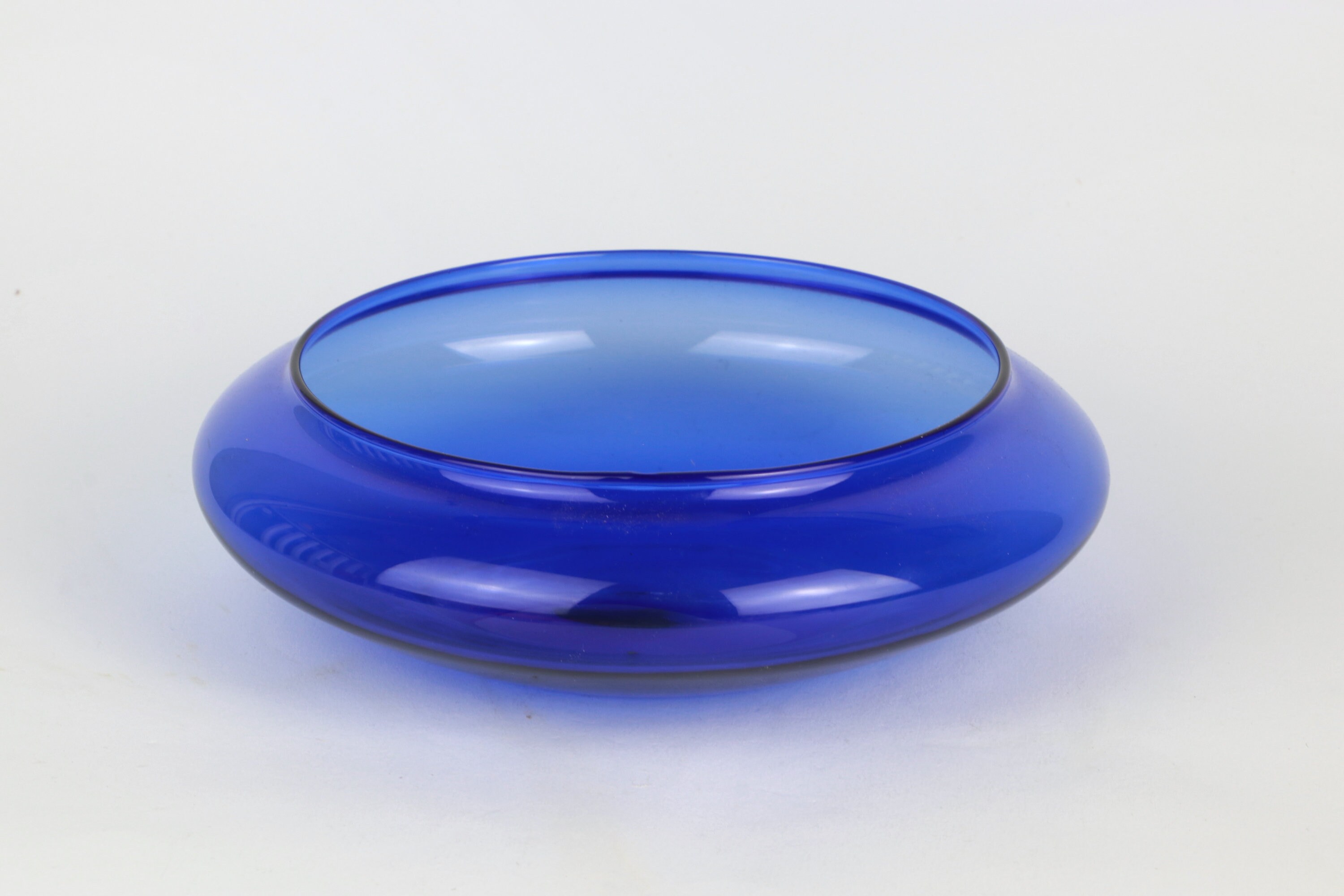 Vintage Kugel Vase Glas Blau 1990er Jahre