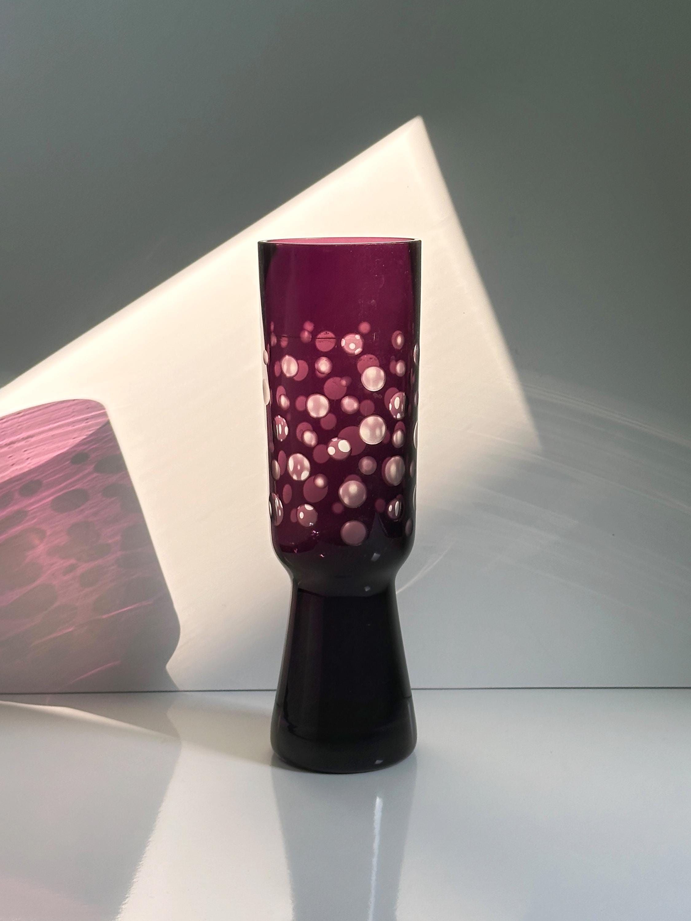 Vintage Blumenvase Kristall Violett 1970er Jahre