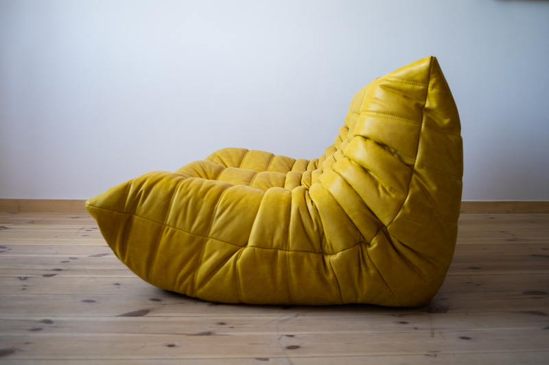 Divano Togo 2 posti pelle pull-up giallo