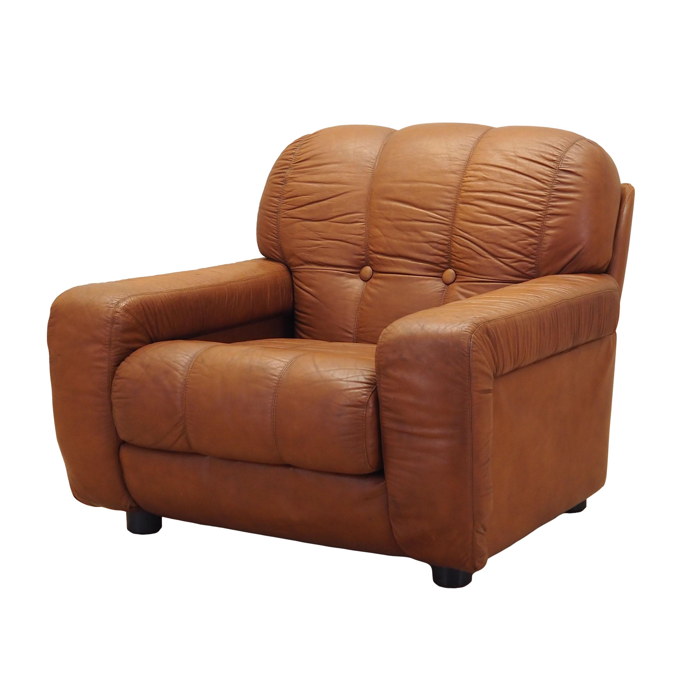 Sessel Leder Braun 1970er Jahre