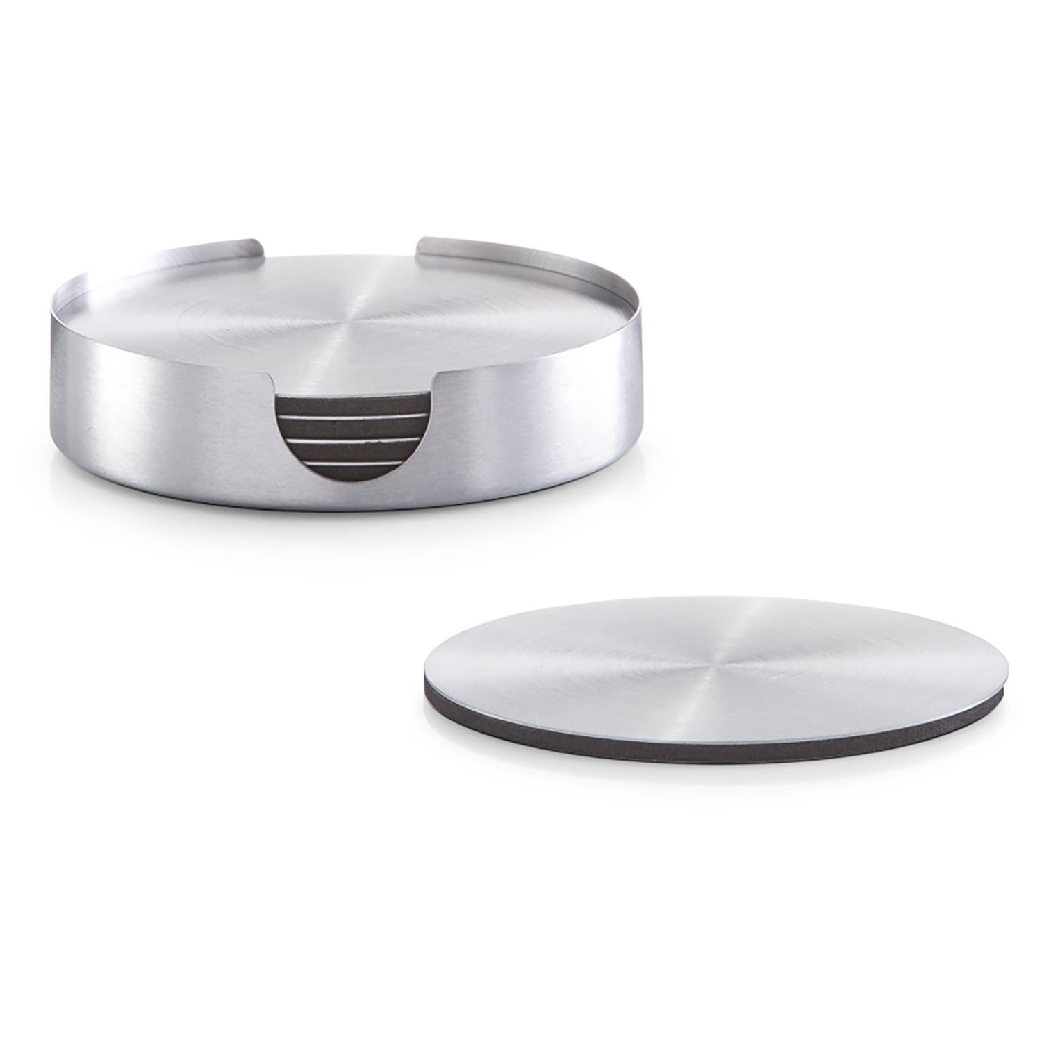 7x Glasuntersetzer Edelstahl Silber Ø 10cm