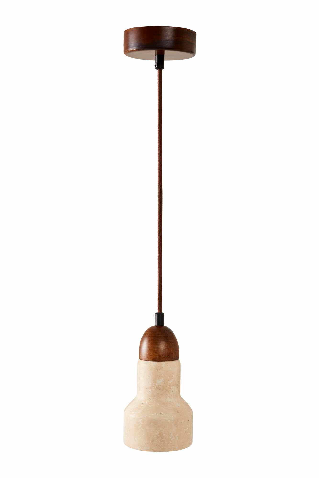Swis Pendant Light Travertine Walnut Wood Brown