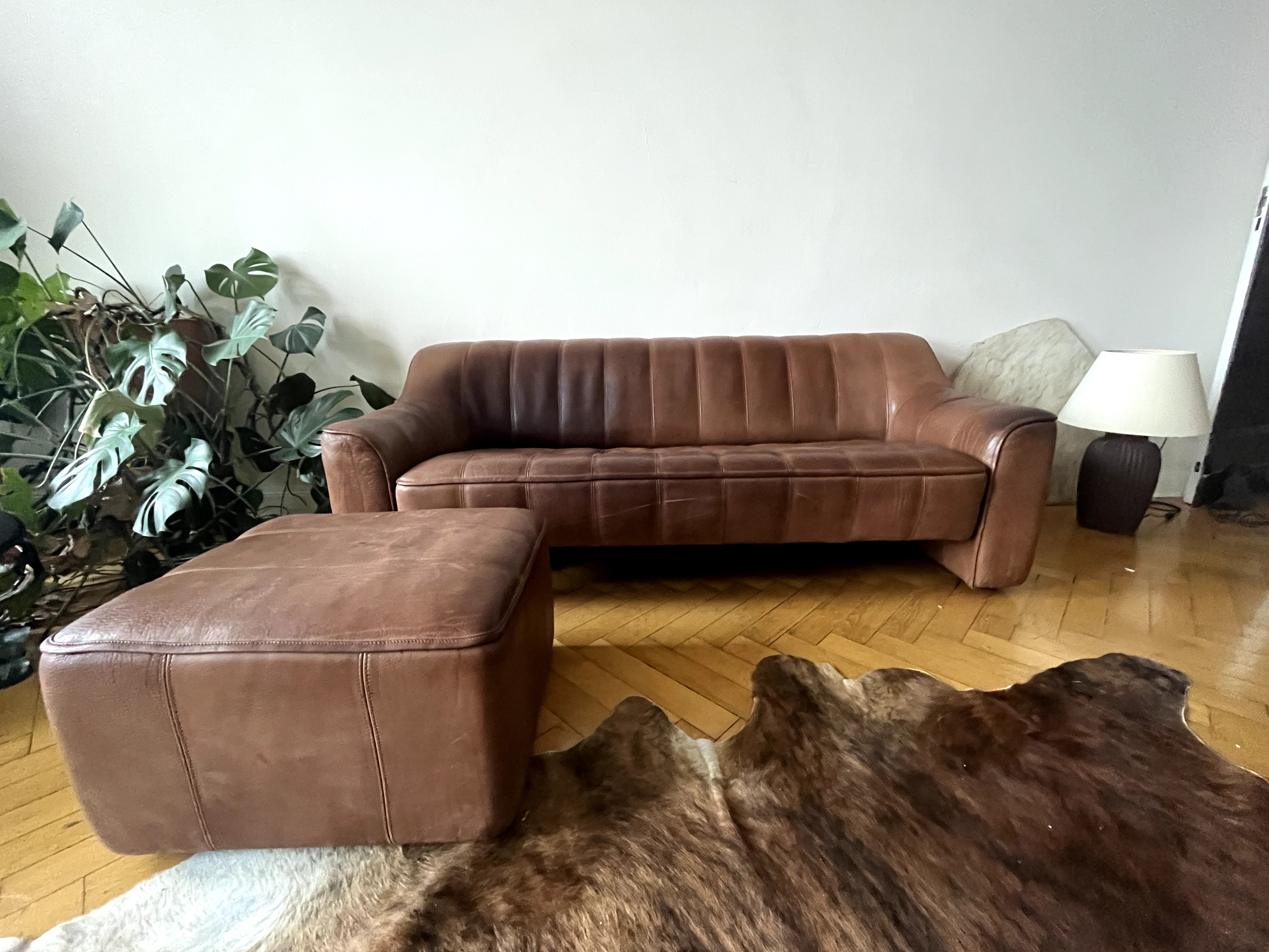 DS-44 Sofa 3-Sitzer & Hocker Leder Braun