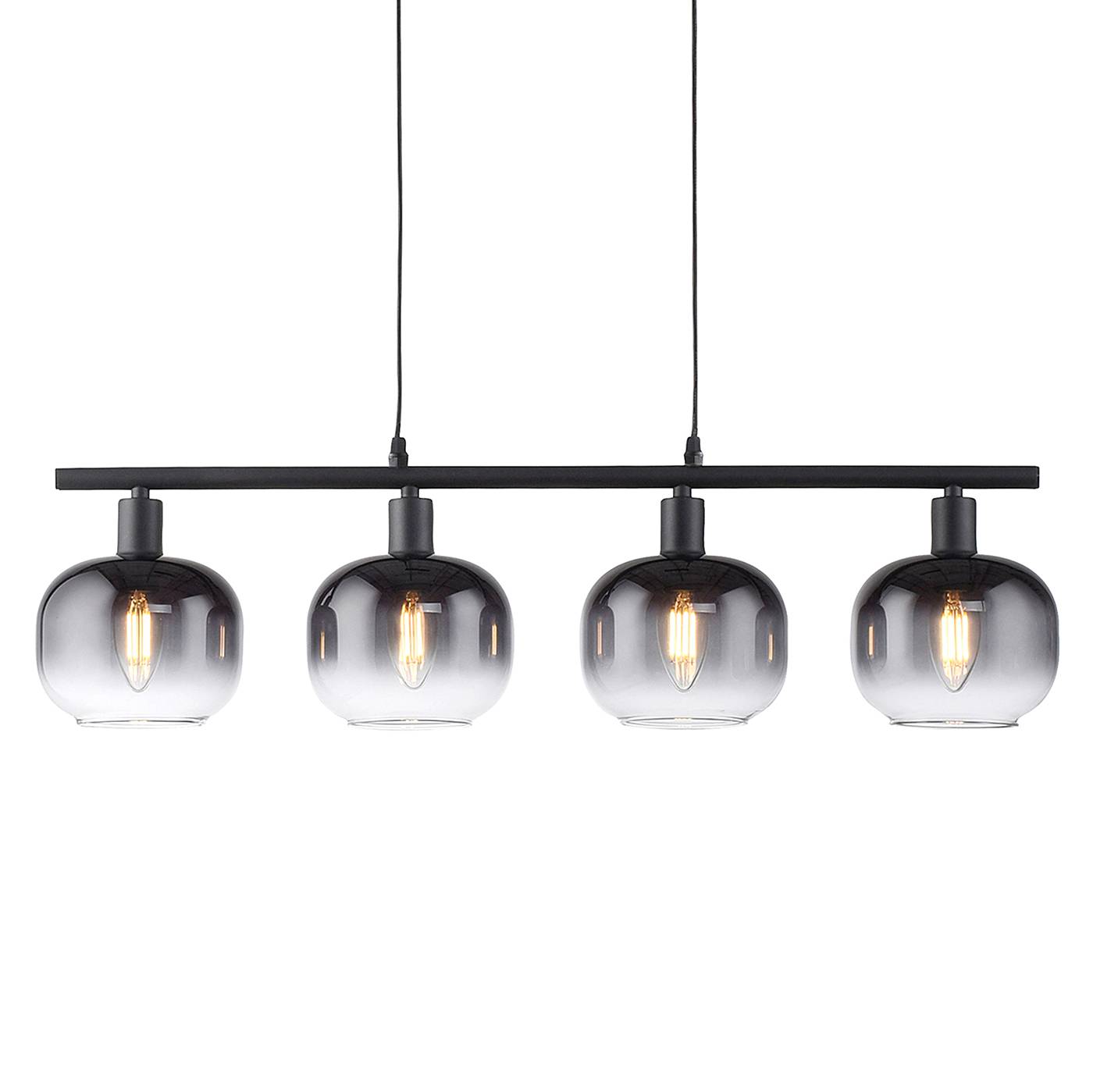 Zea Type B pendant lamp smoked glass iron 4-flame