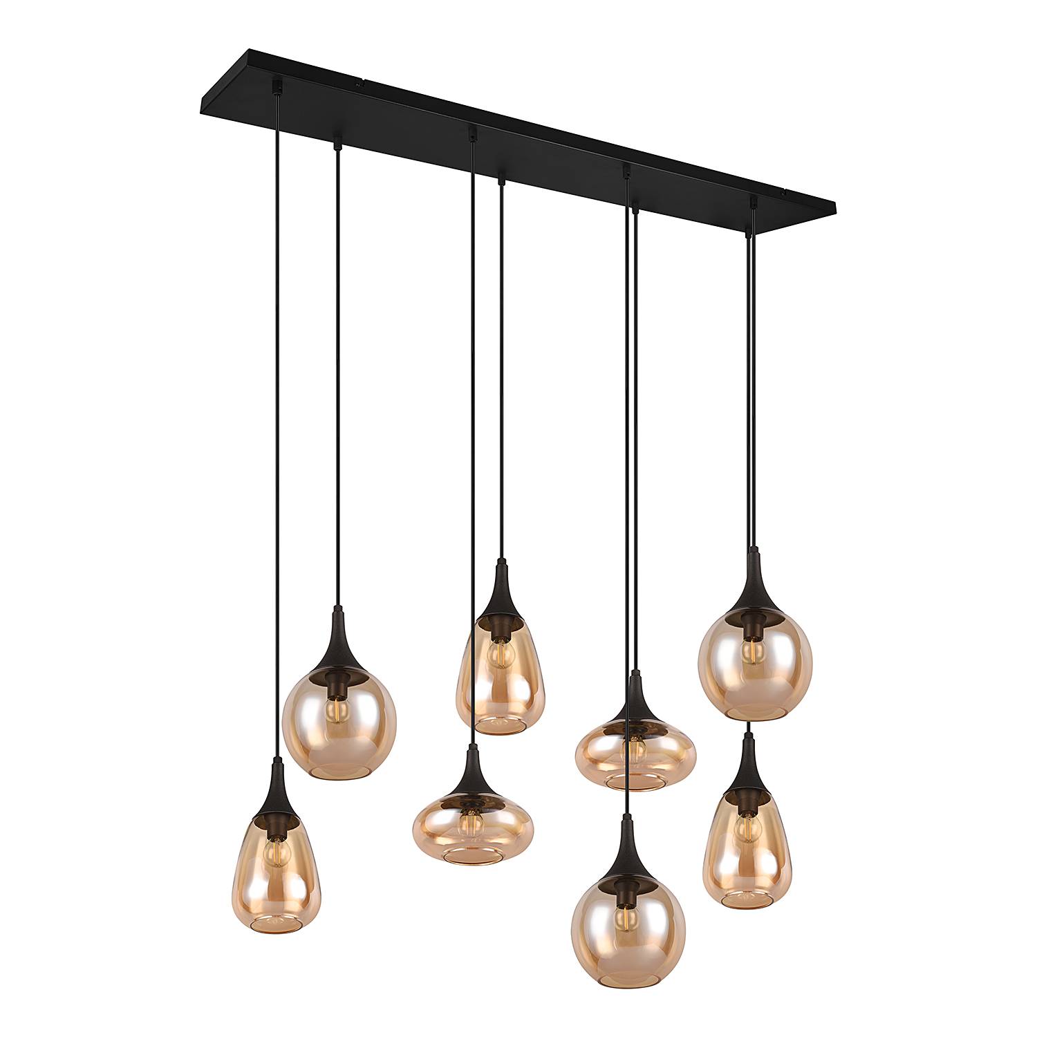 8-Flammig Lumina Pendelleuchte Glas Eisen