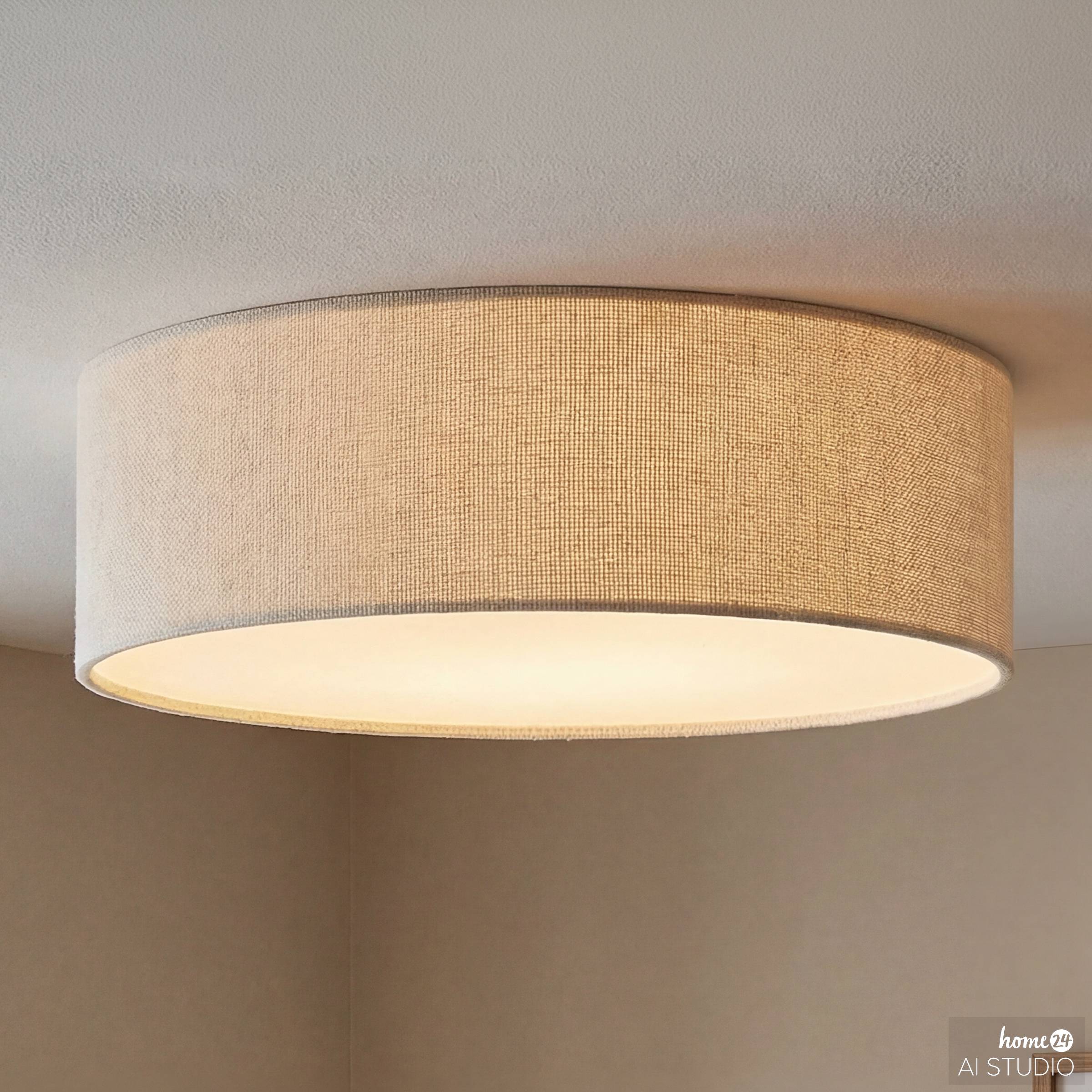 Aurao Deckenleuchte 2-flammig Leinen Eisen 