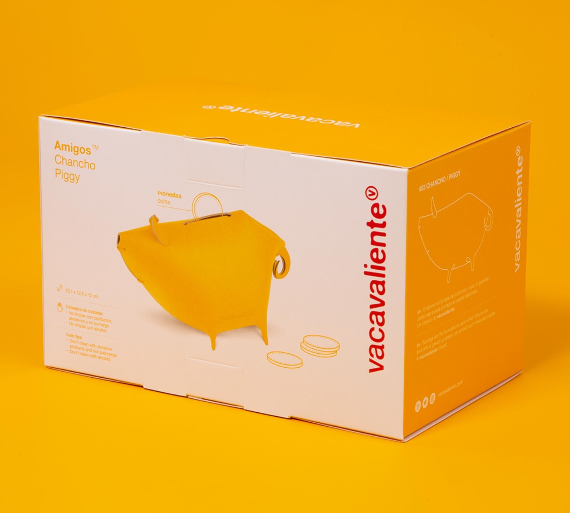 Sparschwein aus 100% Recyceltem Leder aus Spanien Gelb