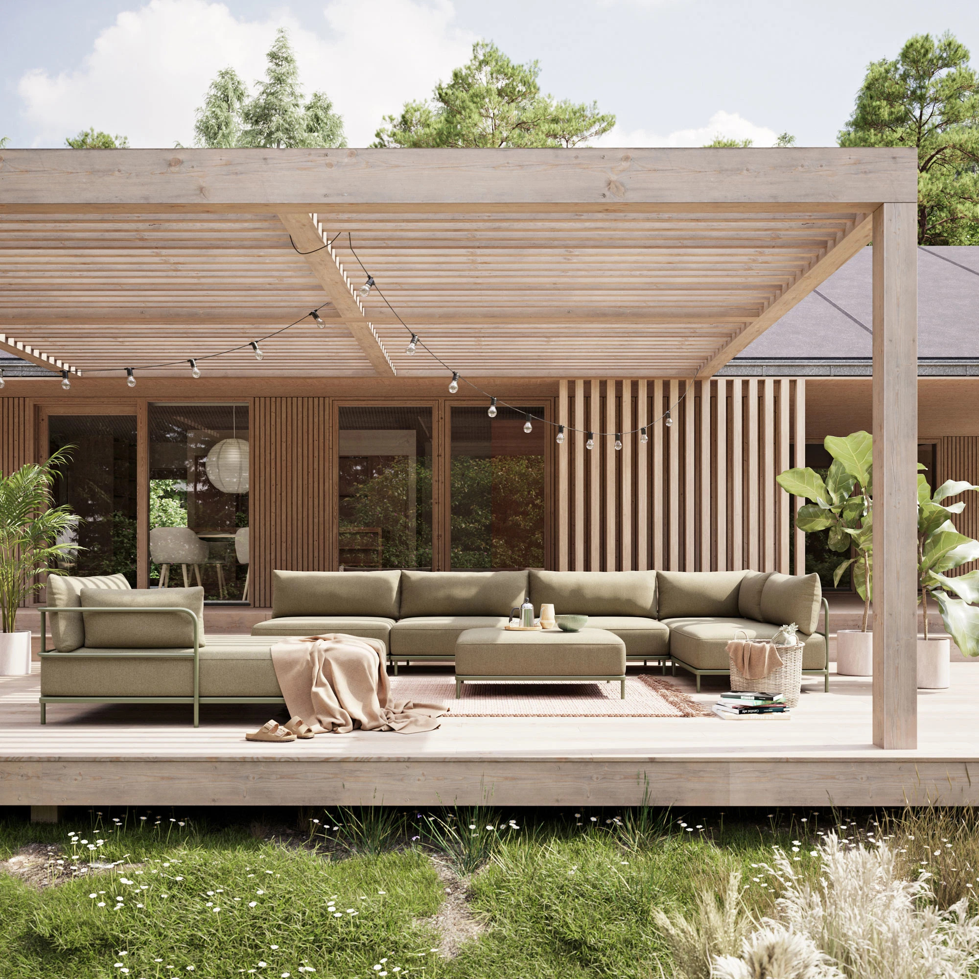 Vincent Outdoor Hocker Modul Clary Sage Green