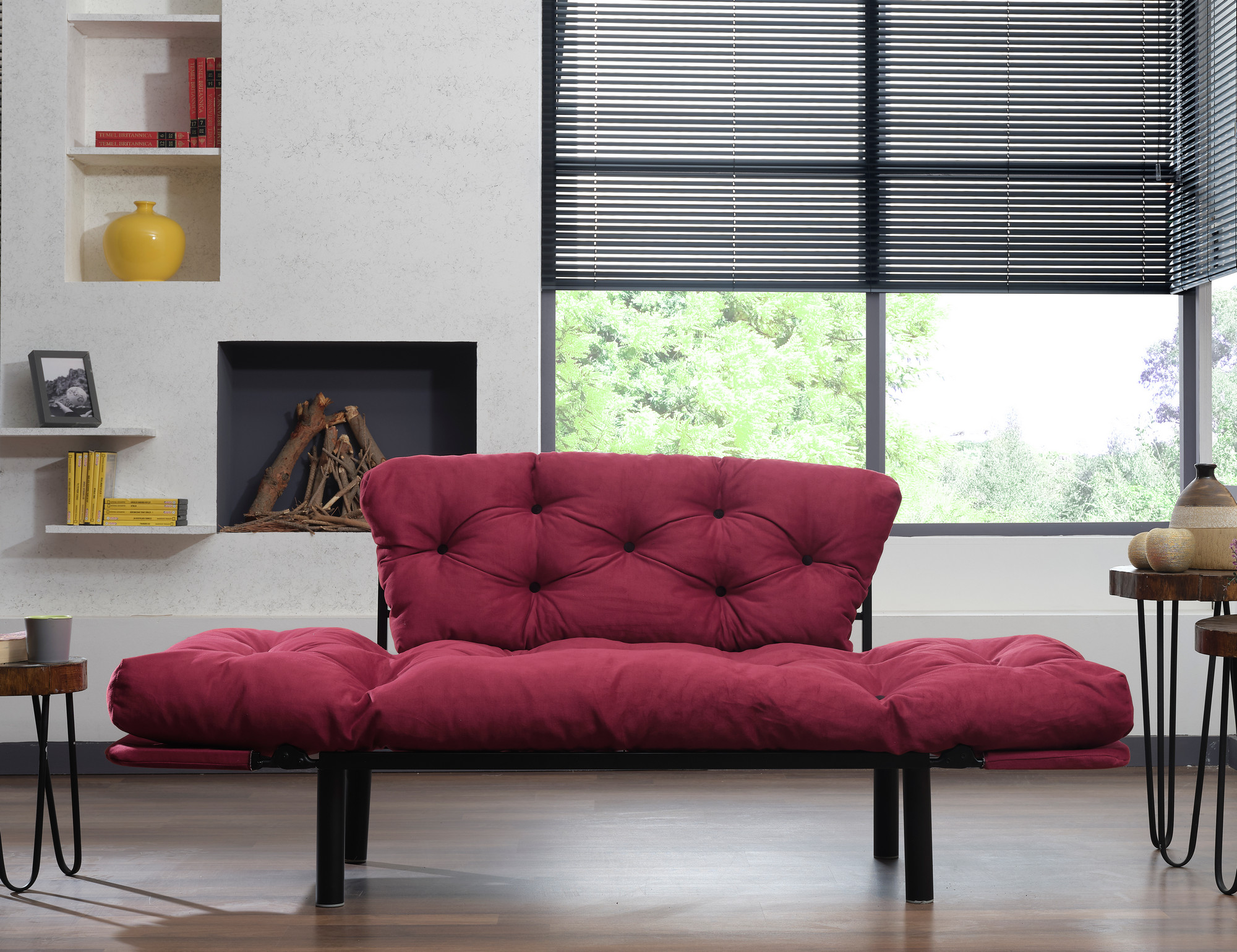 Nitta Sofa Bed 2-seater Maroon