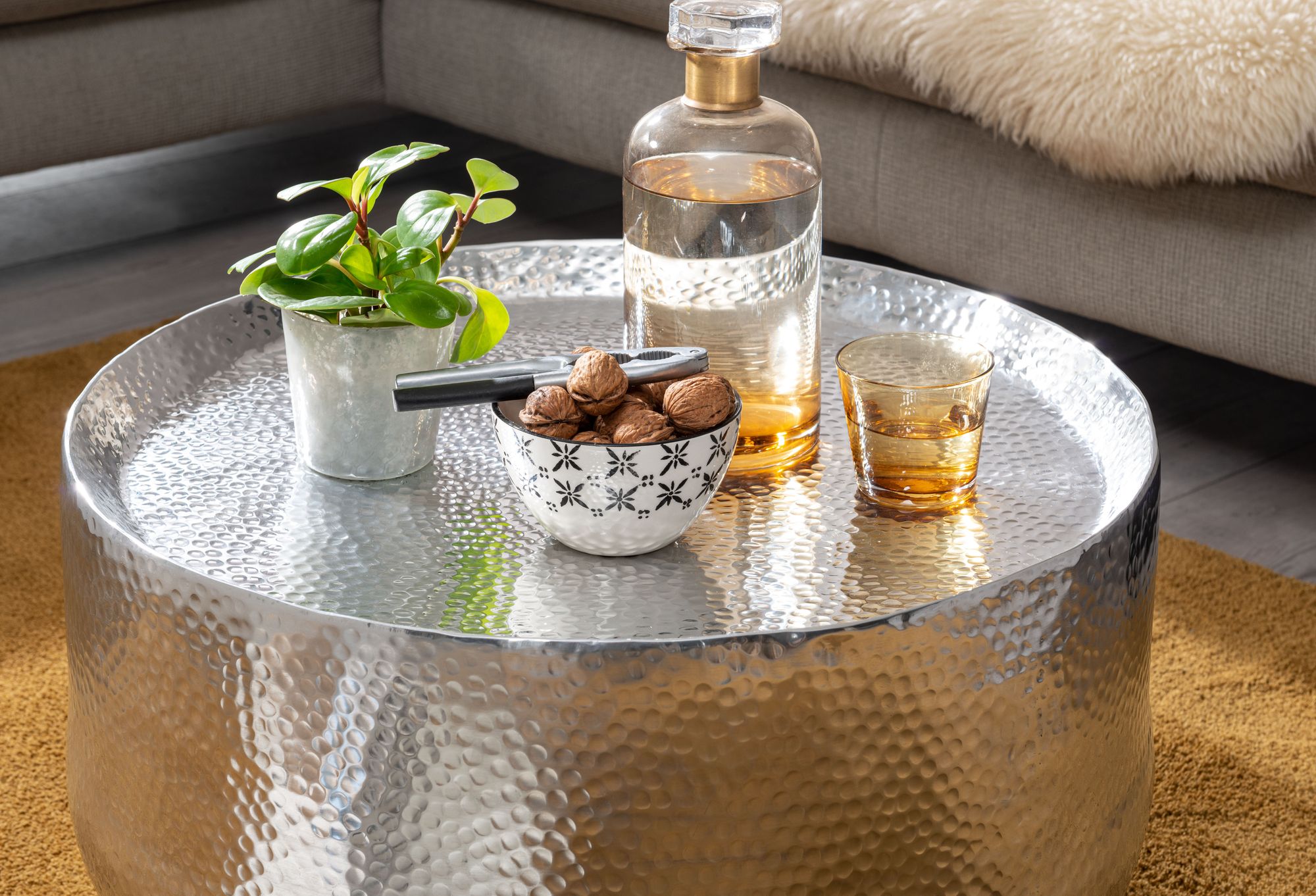 Luckow Couchtisch Aluminium Silber