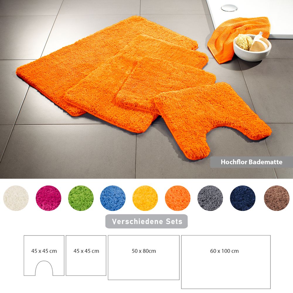 2x Badematten-Set Microfaser Orange