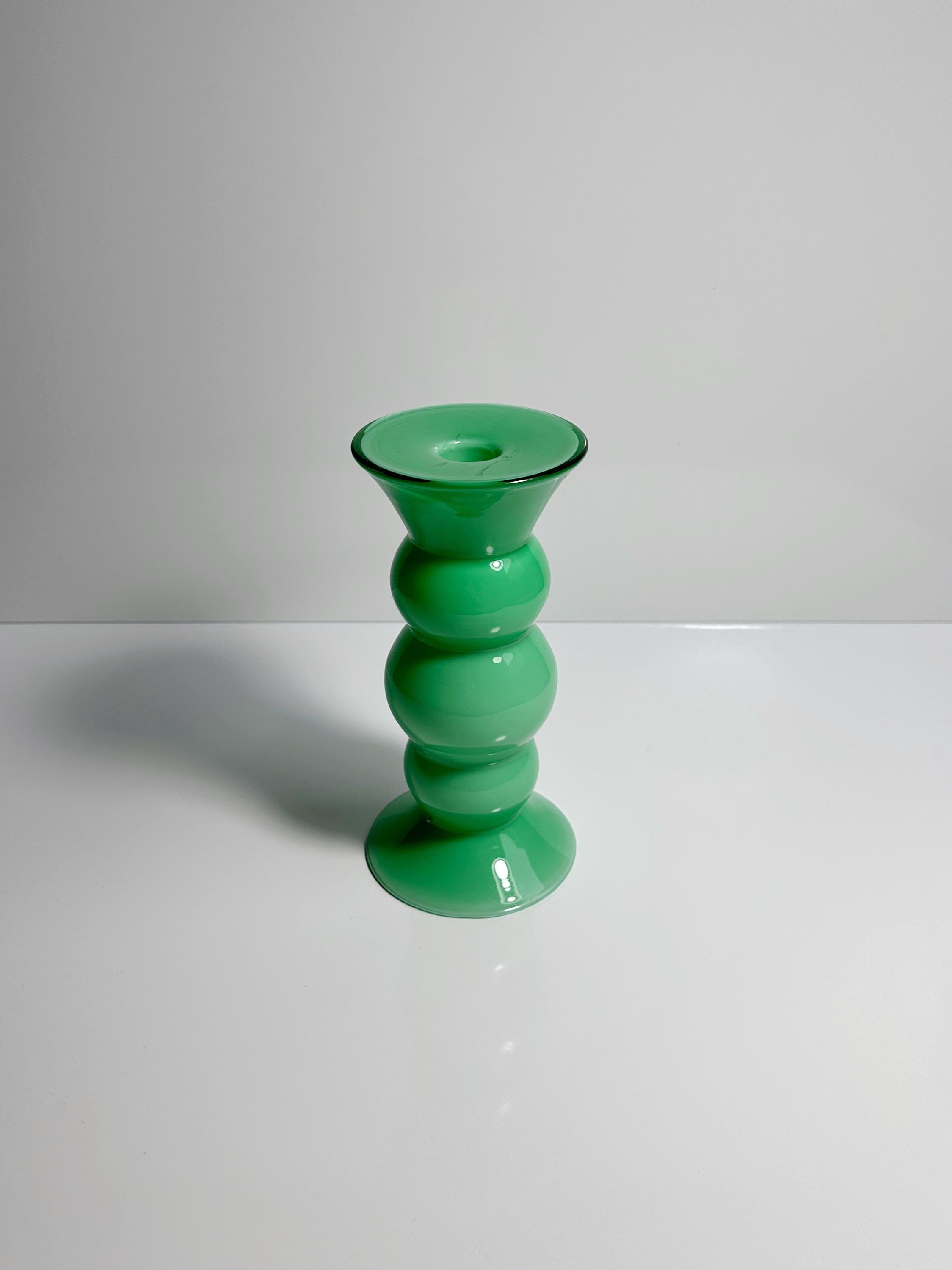 Vintage Kerzenständer Milchglas Mintgrün 1970er Jahre