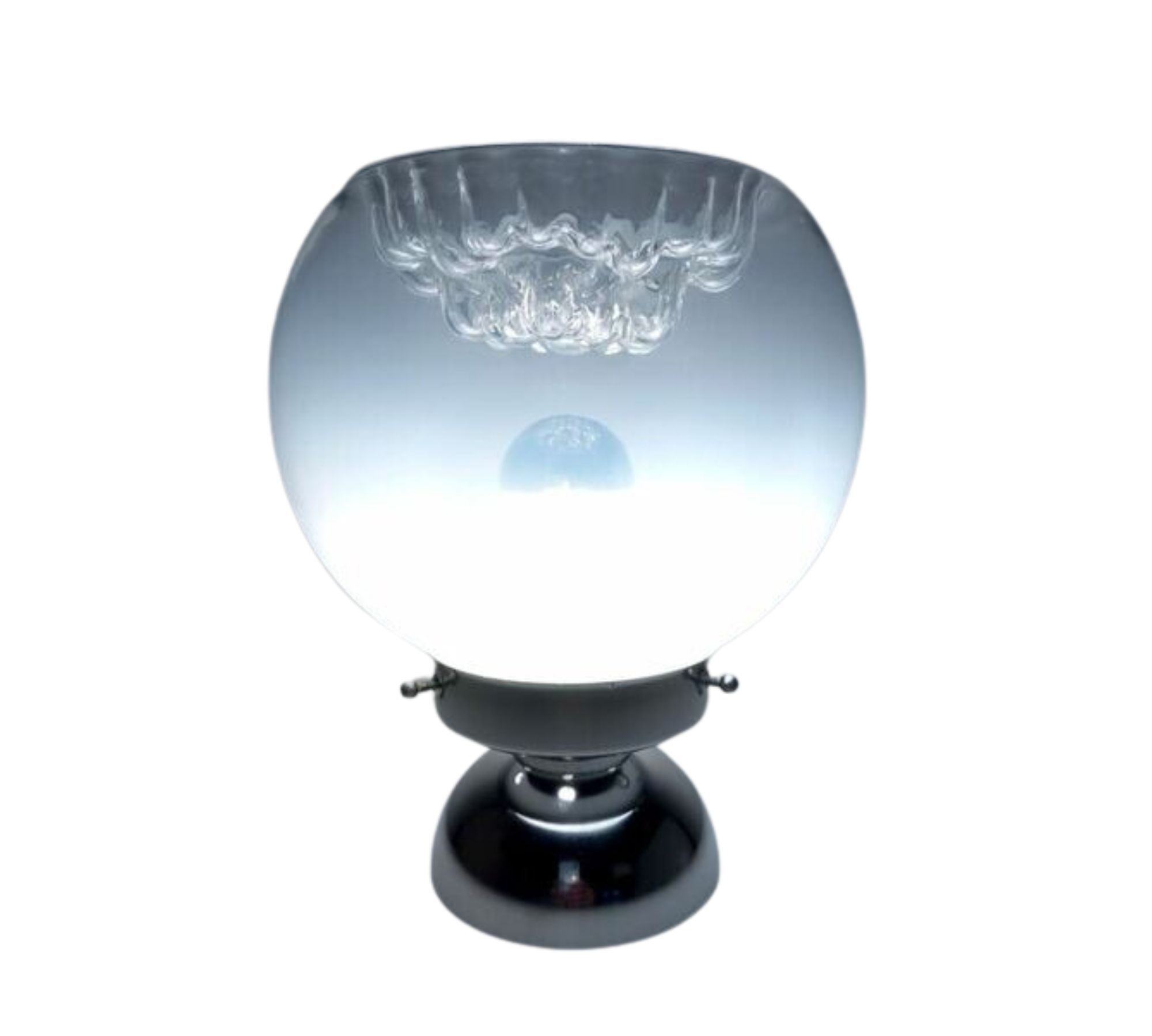 Vintage Tischleuchte Glas Chrom Weiß