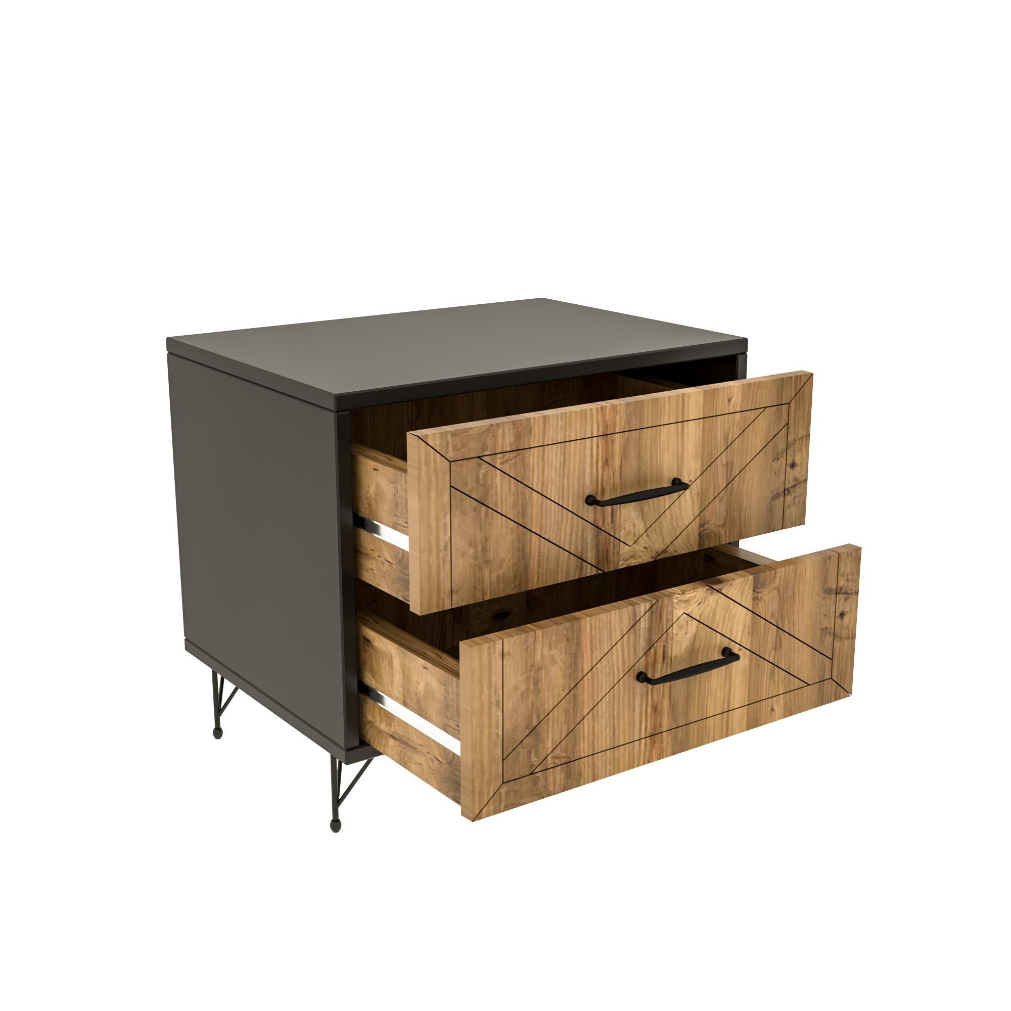 Felicita Bedside Table Wood Veneer Anthracite