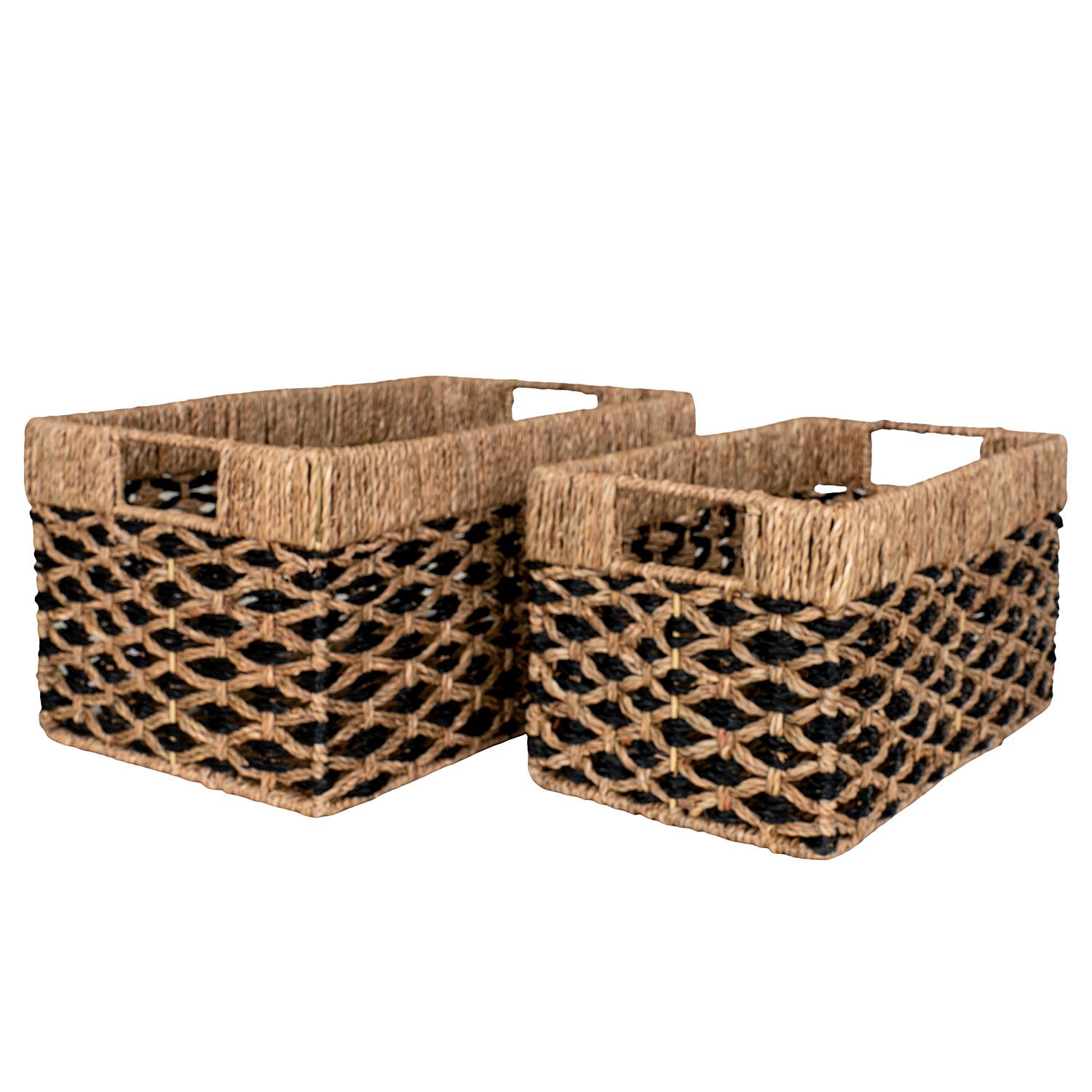 2x Aufbewahrungskorb Salat Seegras Braun Schwarz