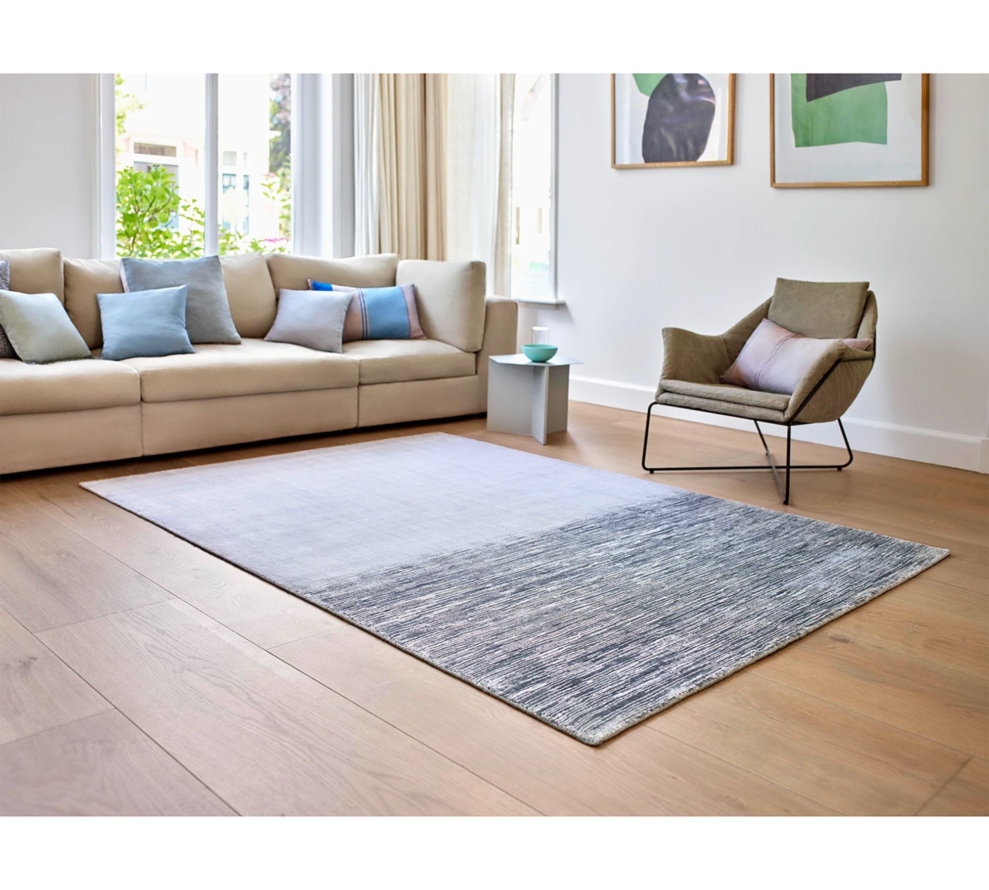 Kurzflorteppich Kunstfaser Lila Grau 60 cm x 100 cm