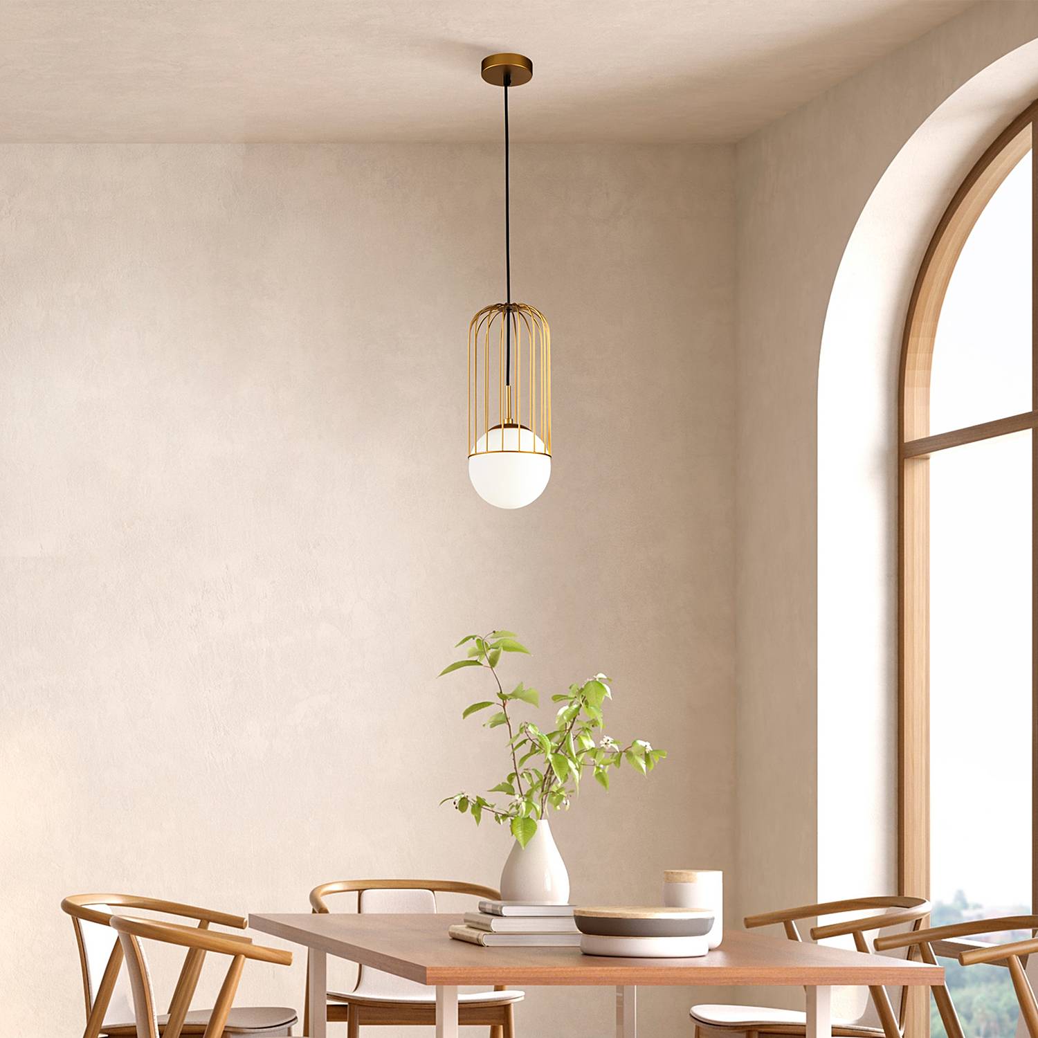 Pendelleuchte Telford Typ B Milchglas Gold