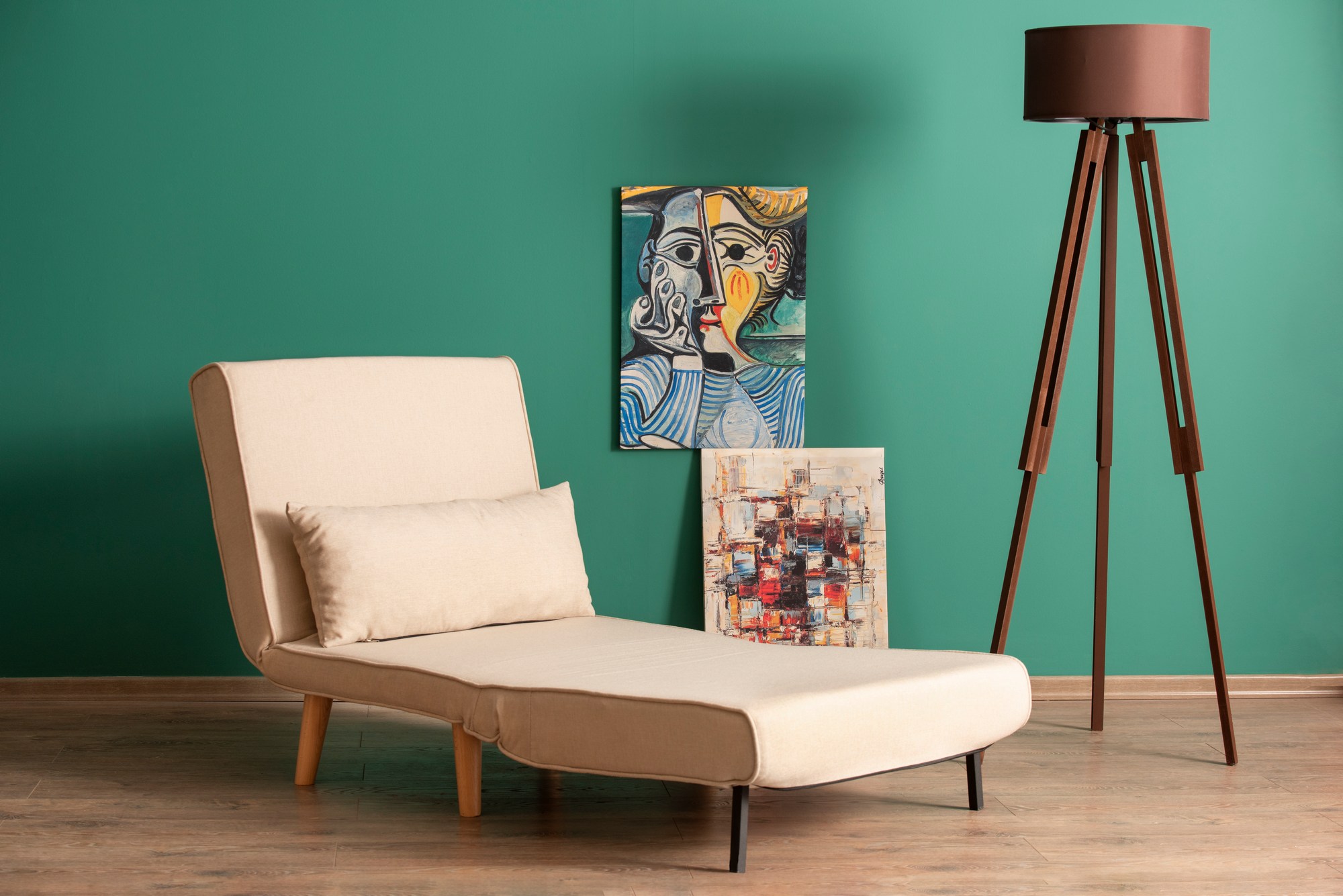 Foldable sofa bed 1-seater cream