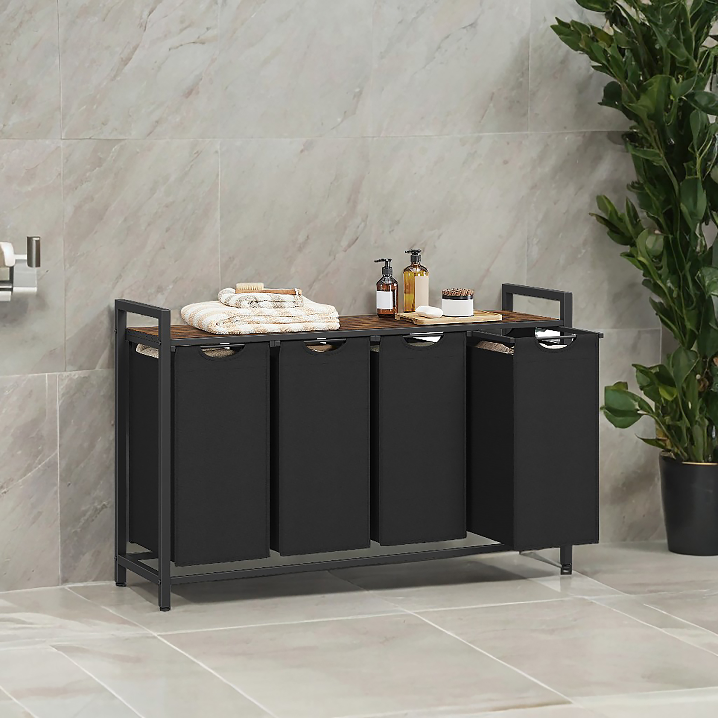 Leahu Wäschekorb Schwarz Braun