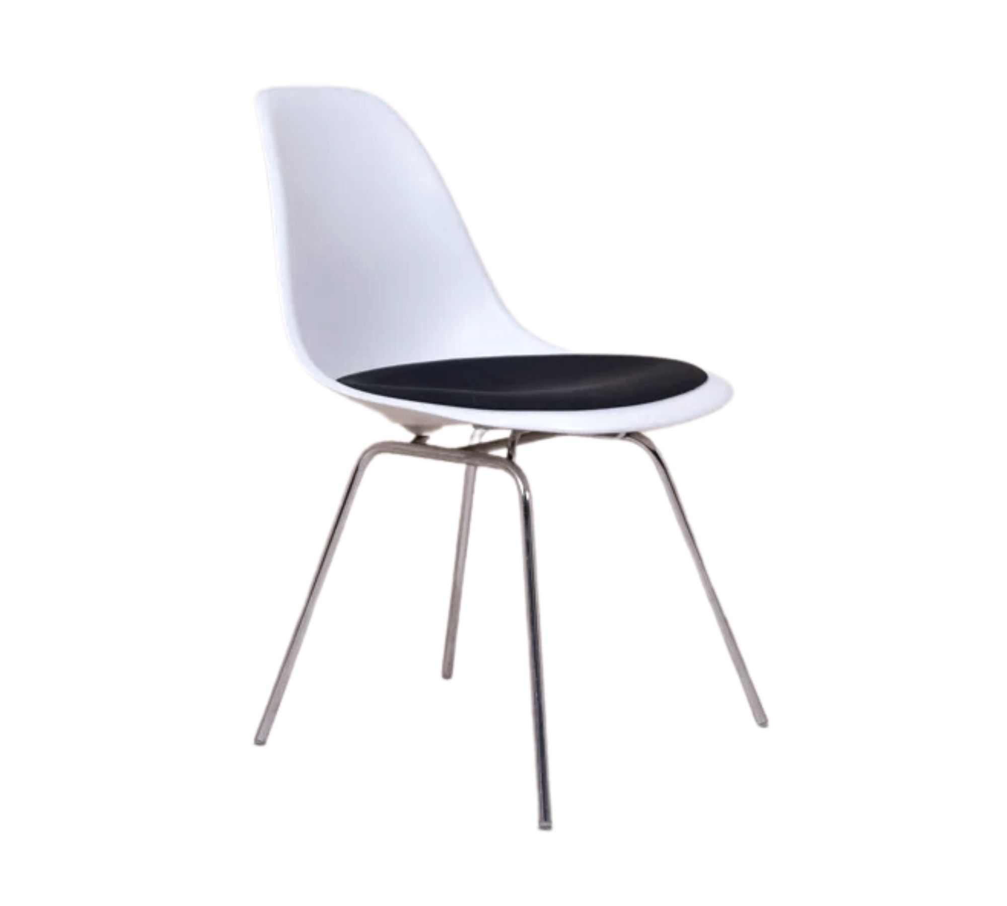 Eames DSX Plastic Side Chair mit Kissen Weiß