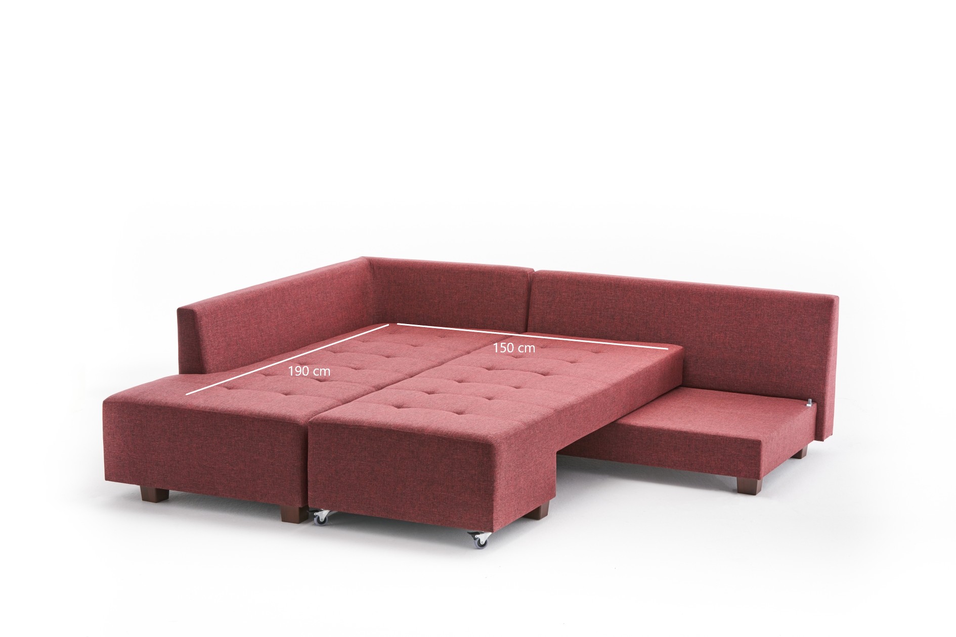 Manama Corner Sofa Bed Left - Claret Red