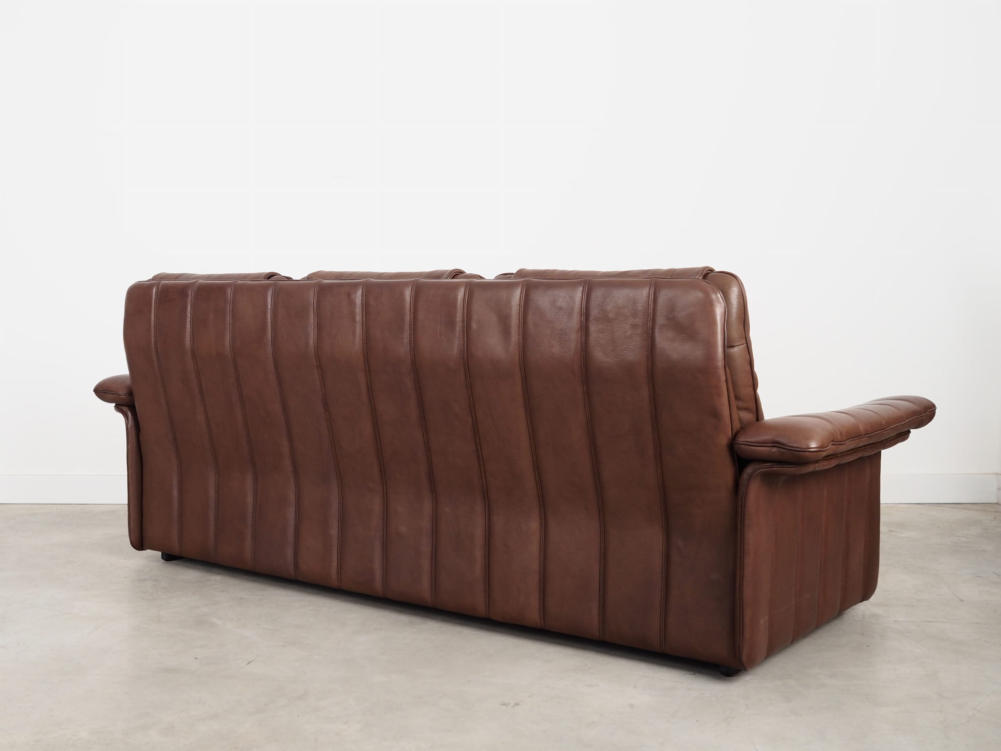 Sofa Leder Braun 1970er Jahre