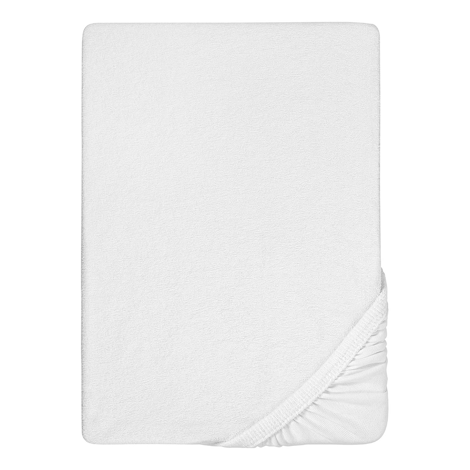 Frottee-Stretch-Spannbettlaken Weiß 140-160x200cm