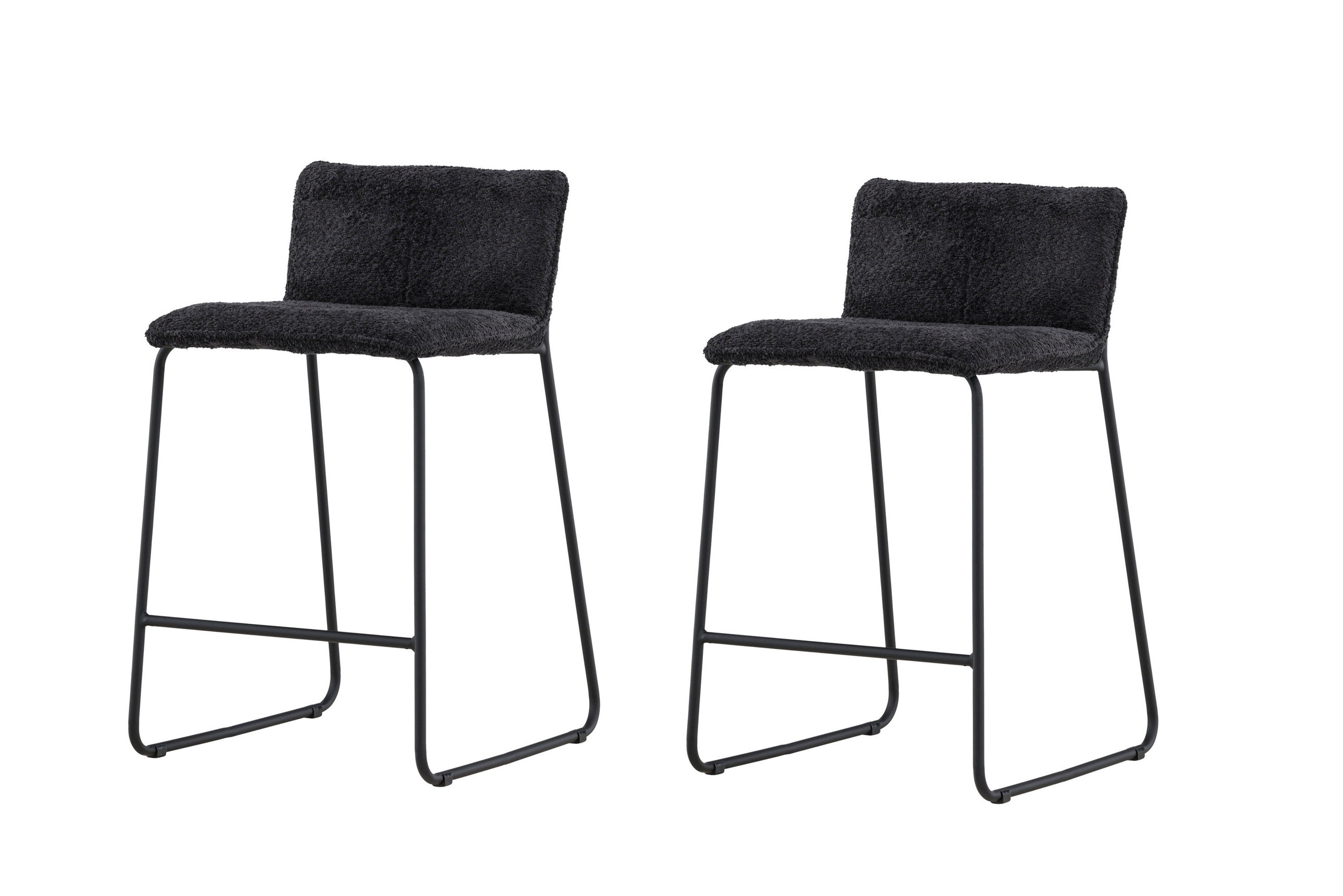 2x Bisbee Barstuhl-Set Bouclé Schwarz