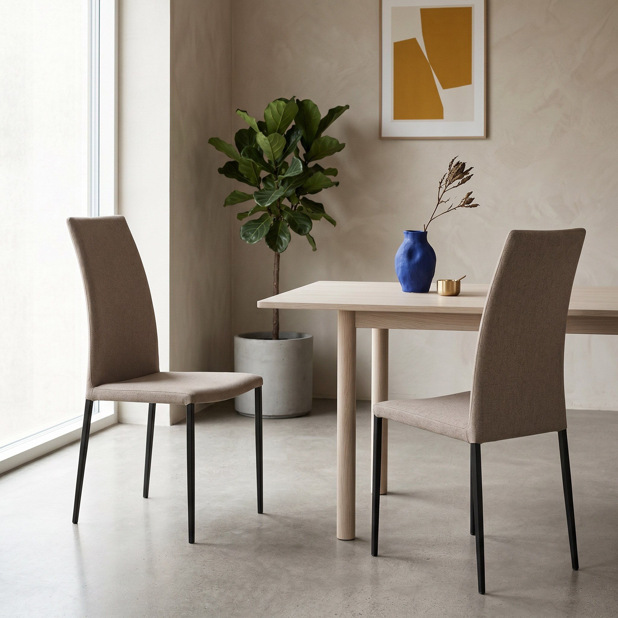 2x Miss Chair Metal Textile Taupe