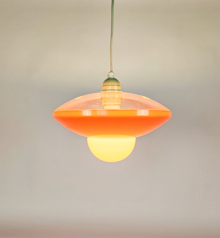 Vintage Ufo Lampe Kunststoff Orange 1970er Jahre