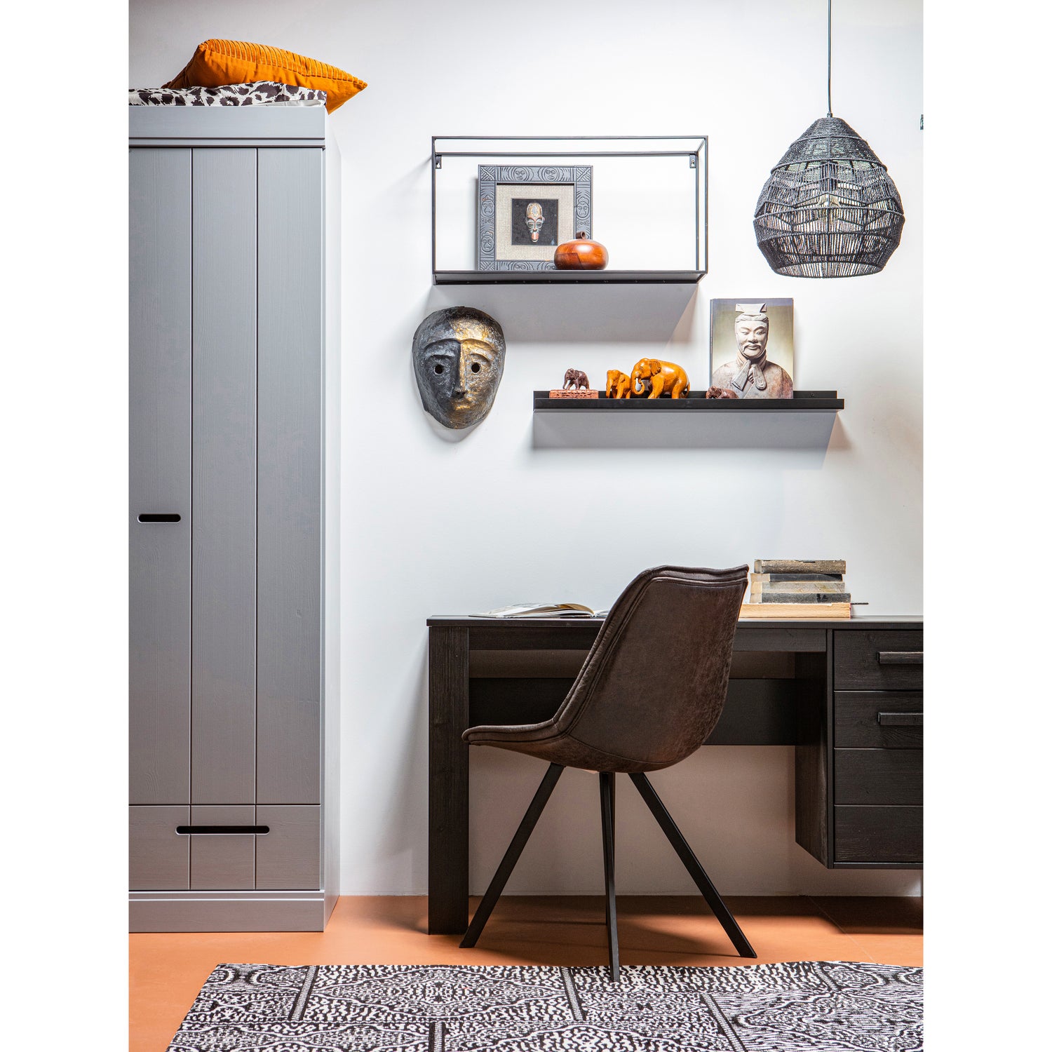 Schrank mit 2 Türen Holz Grau
