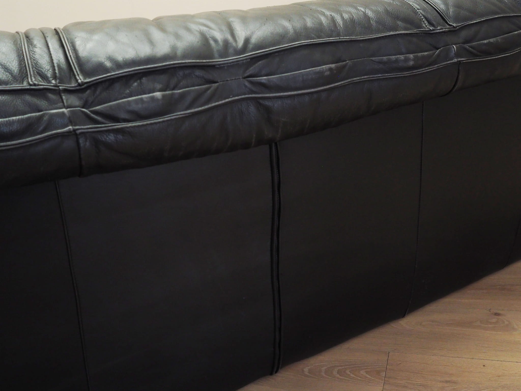 3-Sitzer Sofa Leder Schwarz 1960er Jahre