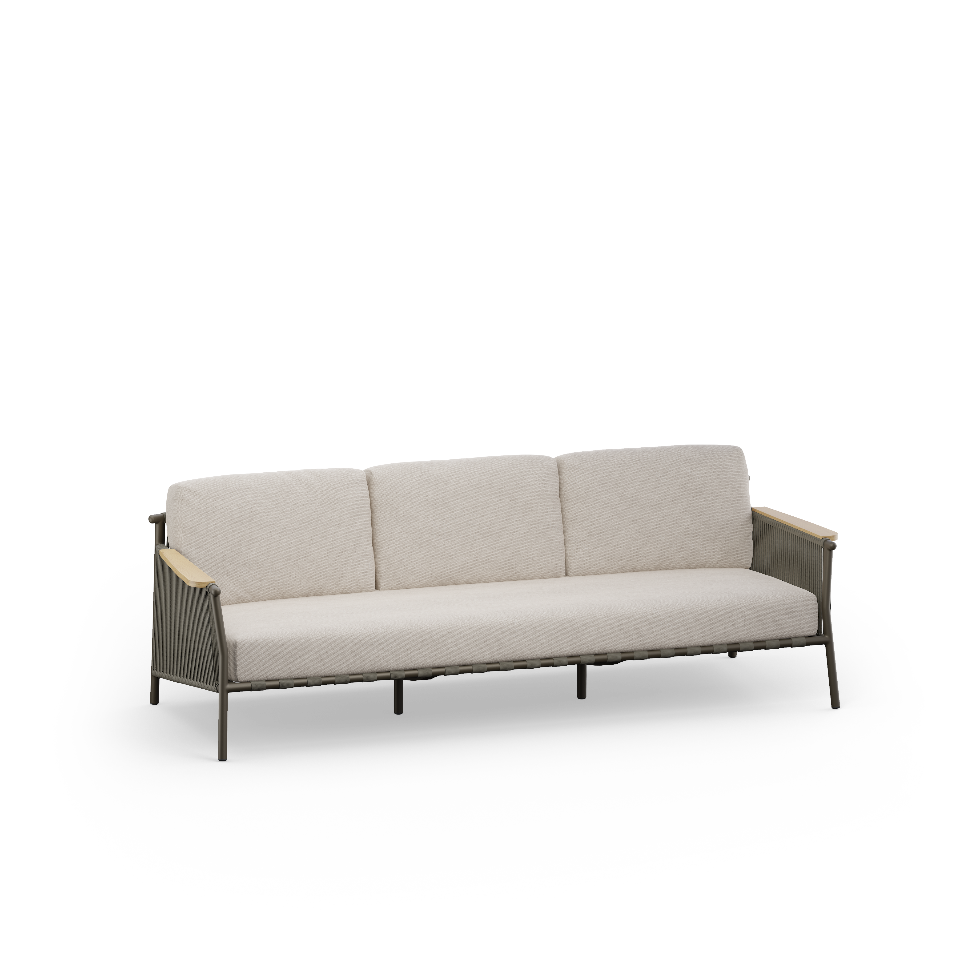 SCOOP Lounge Sofa 3-Seater Lava Aluminum Brown Cushions Beige
