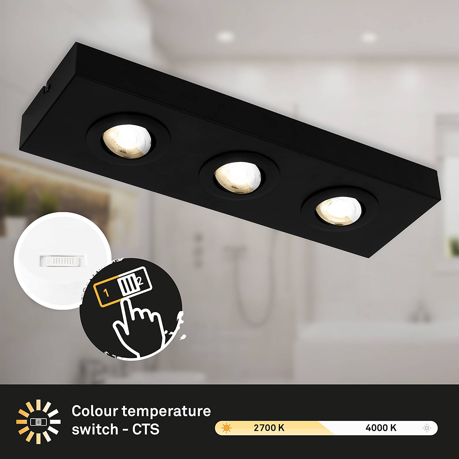 Morco LED-Deckenleuchte Aluminium Schwarz 3-flammig