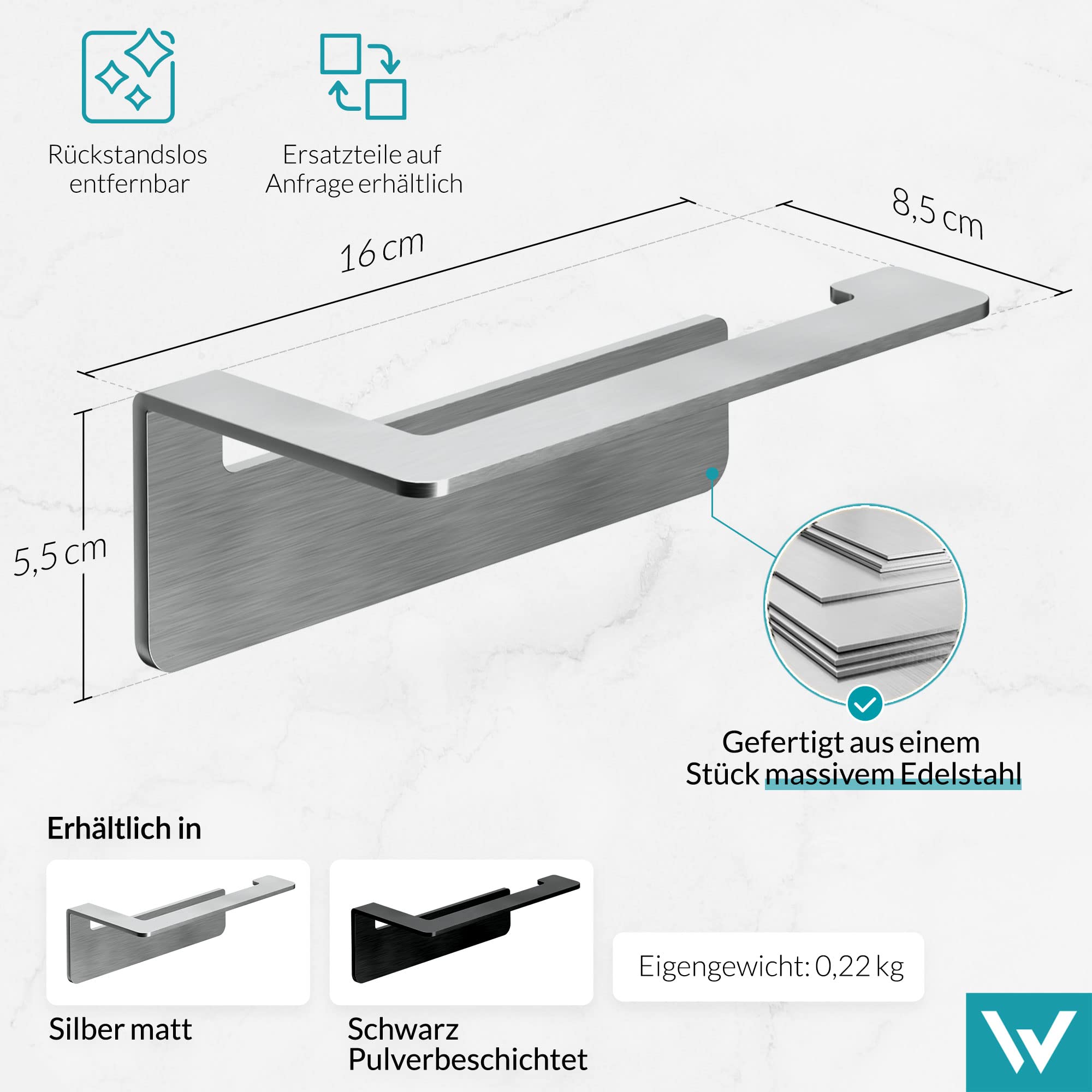 Toilettenpapierhalter Edelstahl Silber