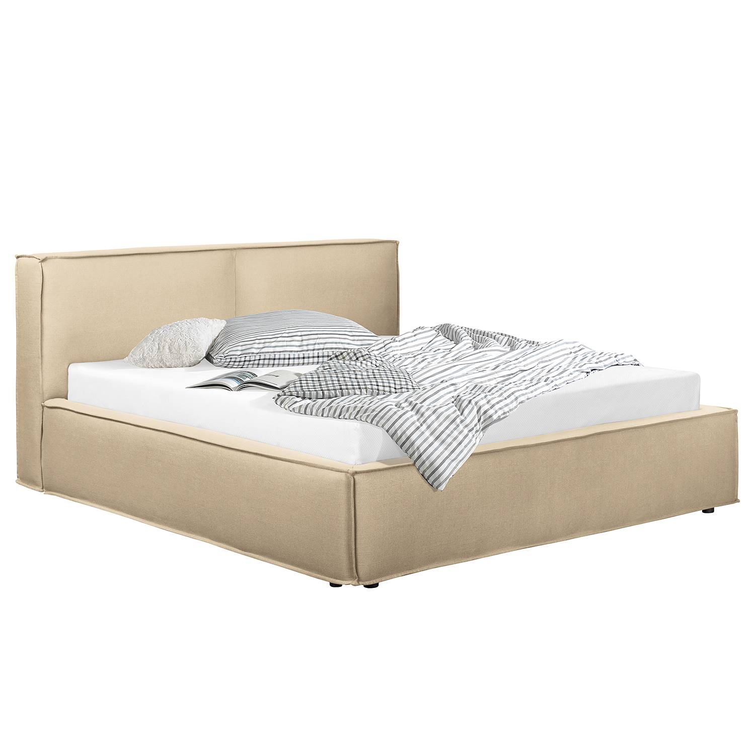 KINX Polsterbett Wechselbezug Flachgewebe Sand 180 x 200cm
