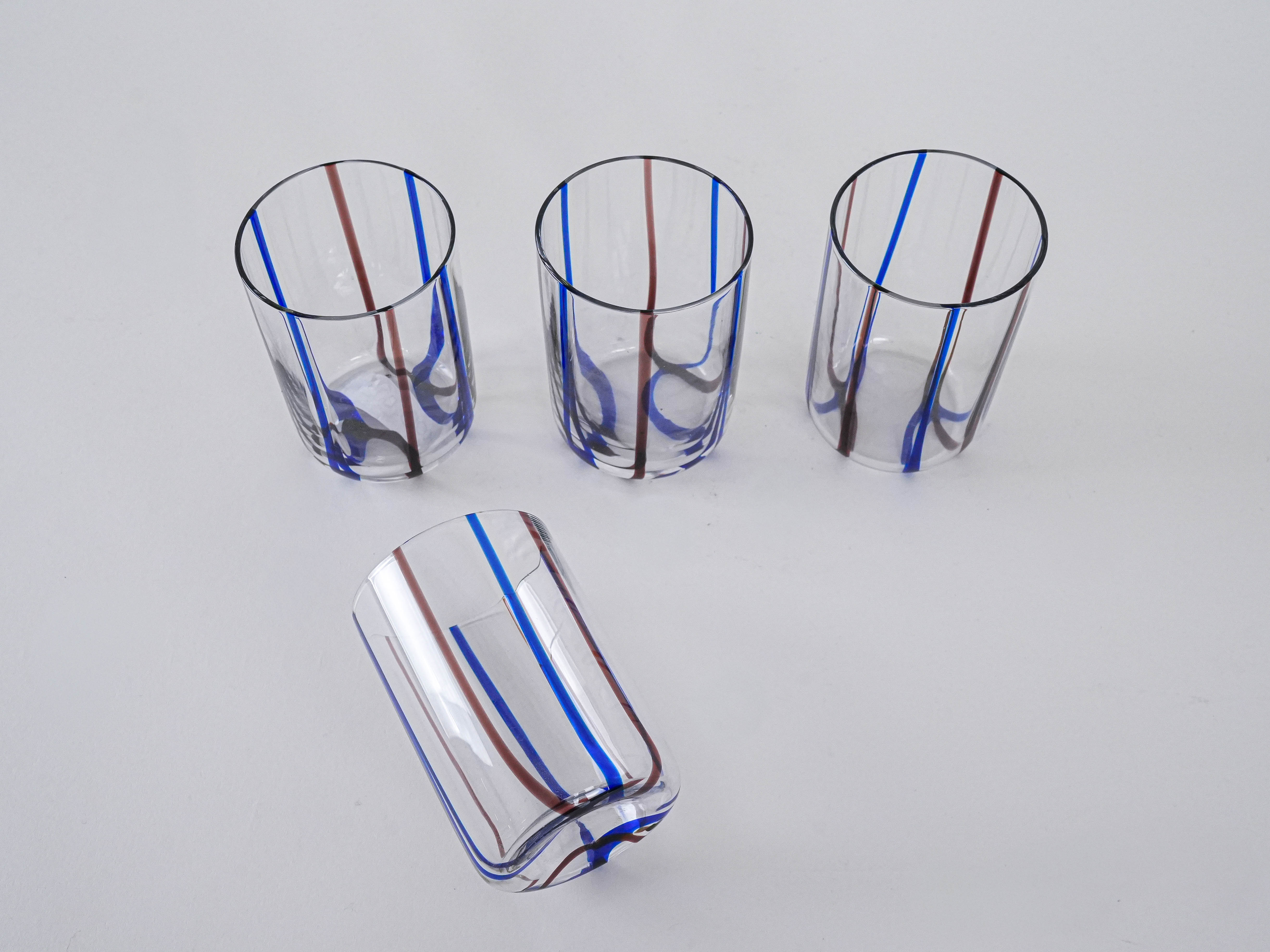 Glasses Set of 4 Multicolored 1970s
