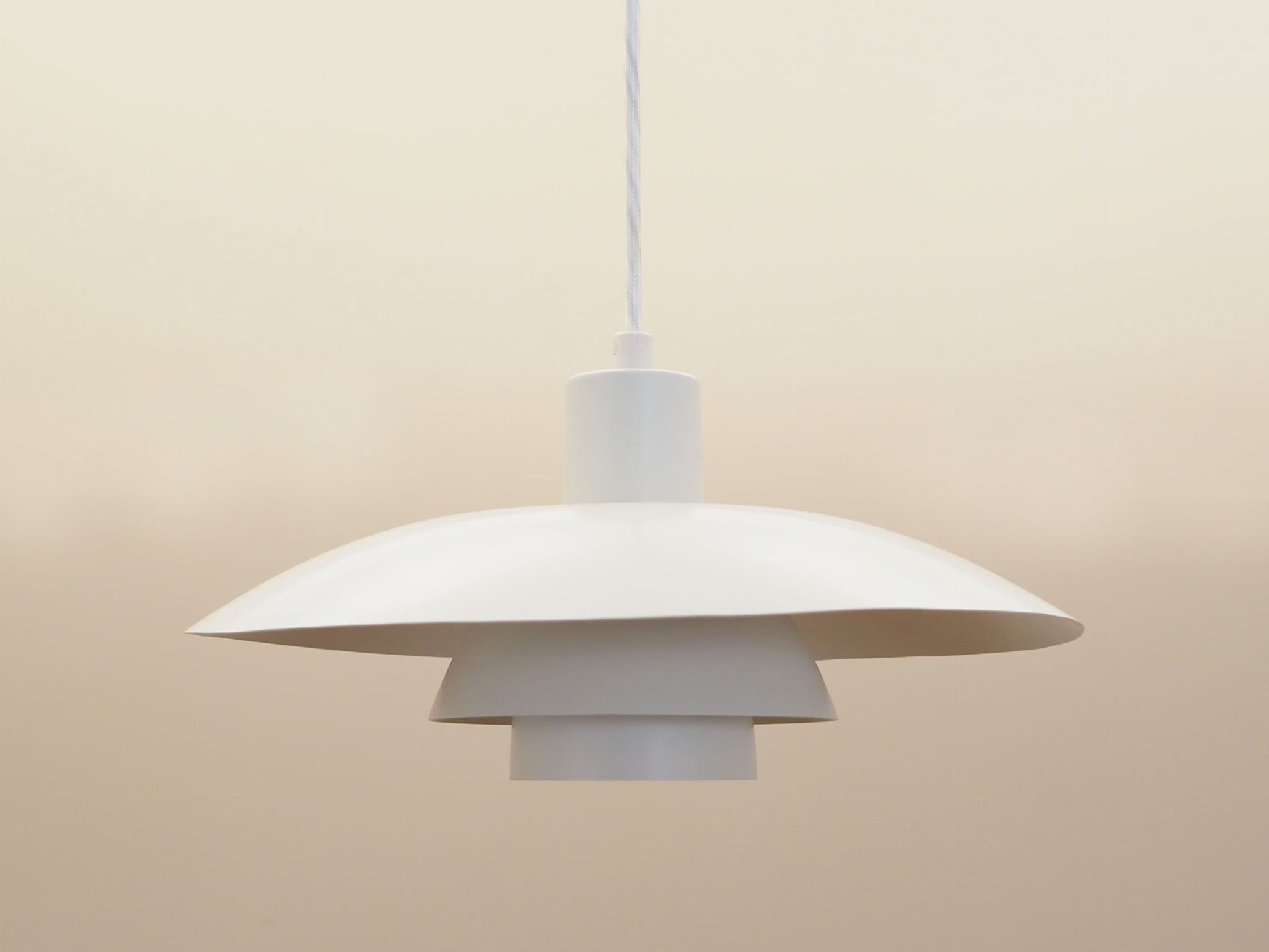 Vintage Pendant Lamp Metal White 1960s