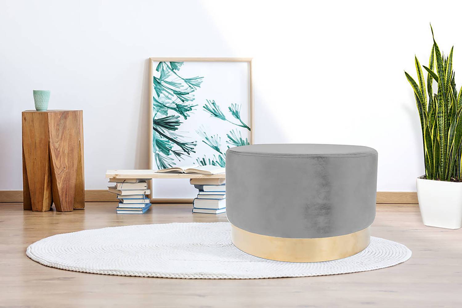 Hocker Nano Samt Grau