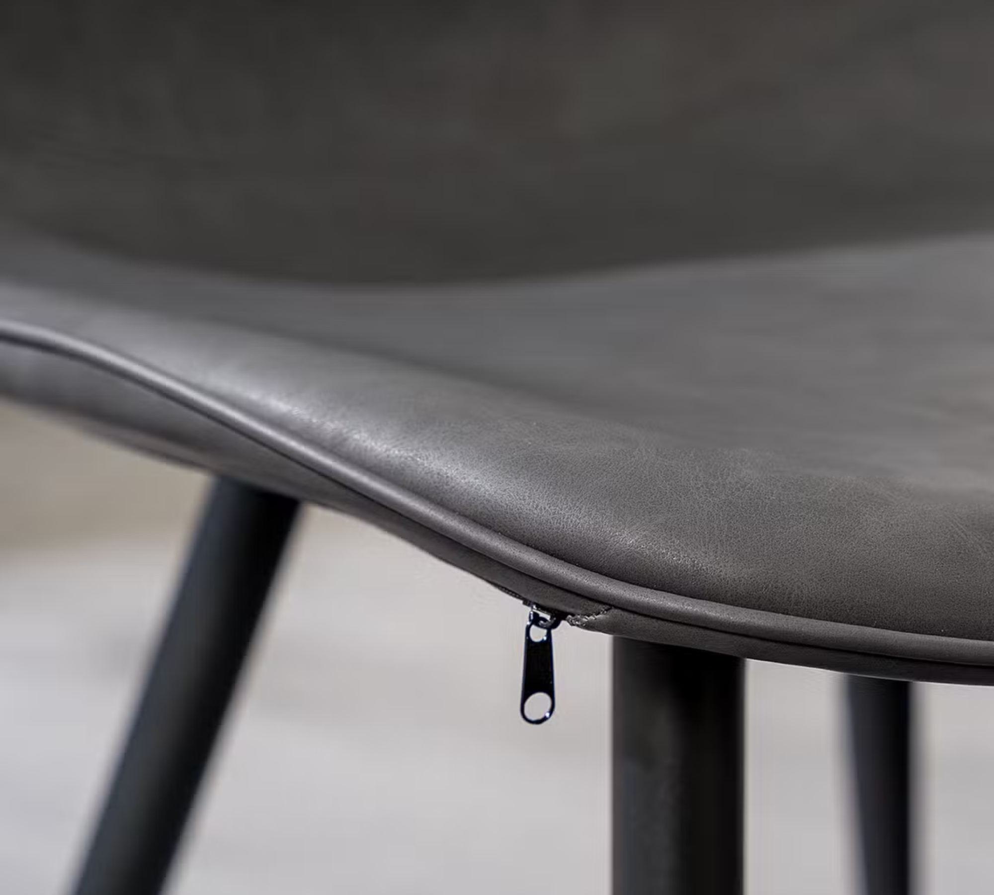 2x Chair Faux Leather Iron Anthracite