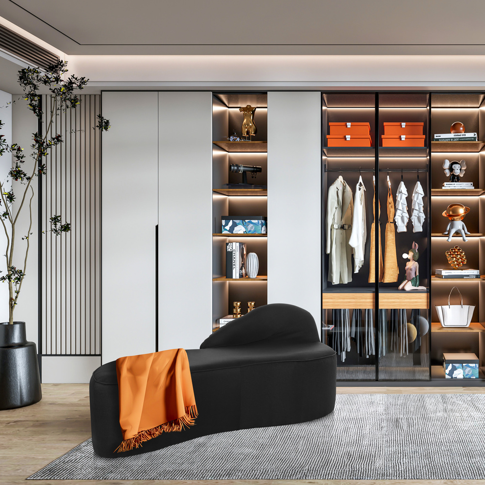 BARACOA Chaise longue destra tessuto nero